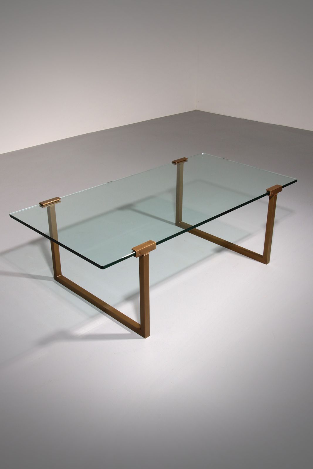 Salon Table Glass And Brass By Peter Ghyczy Model T54 1970