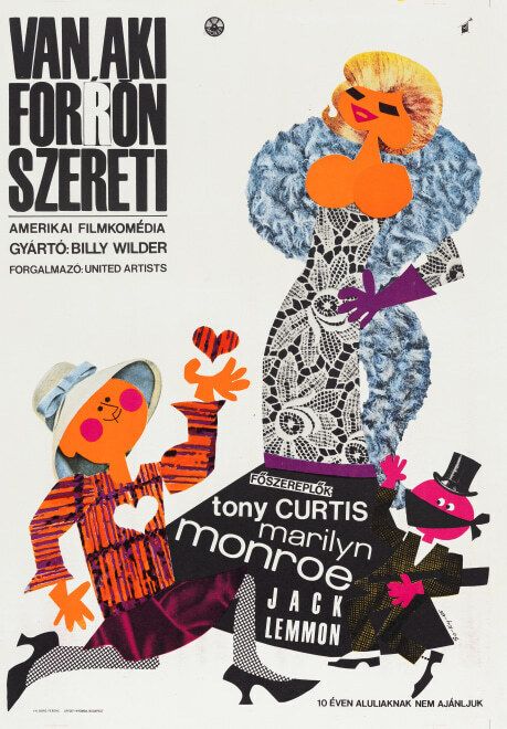 'Some Like It Hot' Original Vintage Movie Poster, Hungarian, 1965