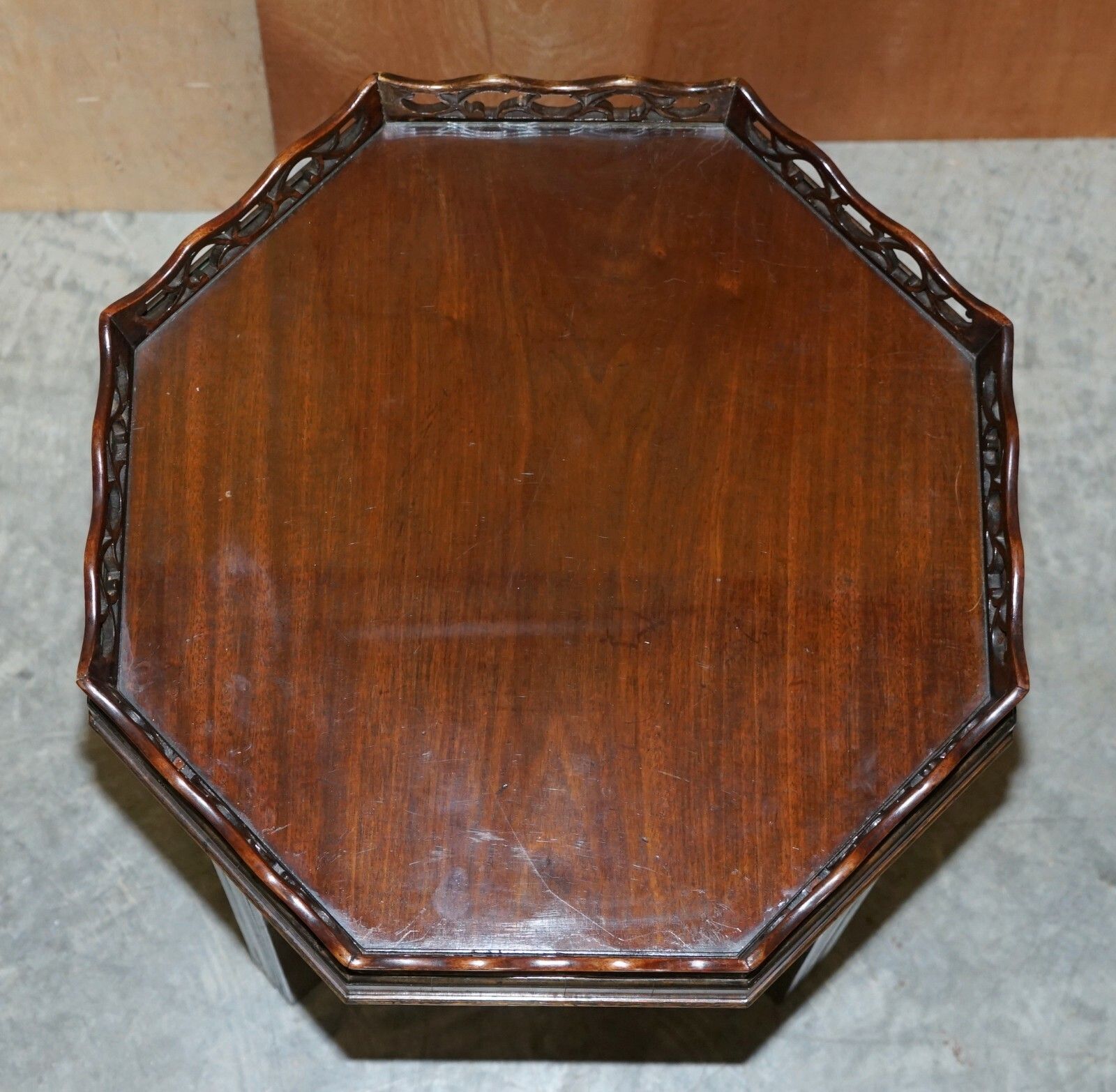 Antique Thomas Chippendale Fret Work Carved Card Games Tray Table Removable Top photo vinterior