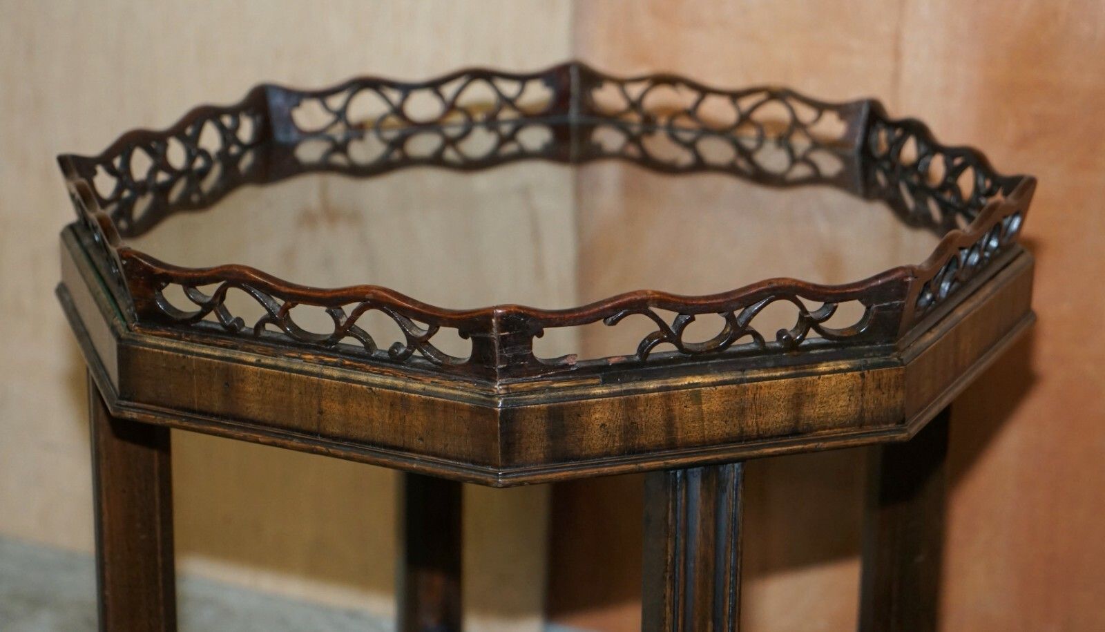 Antique Thomas Chippendale Fret Work Carved Card Games Tray Table Removable Top photo buy