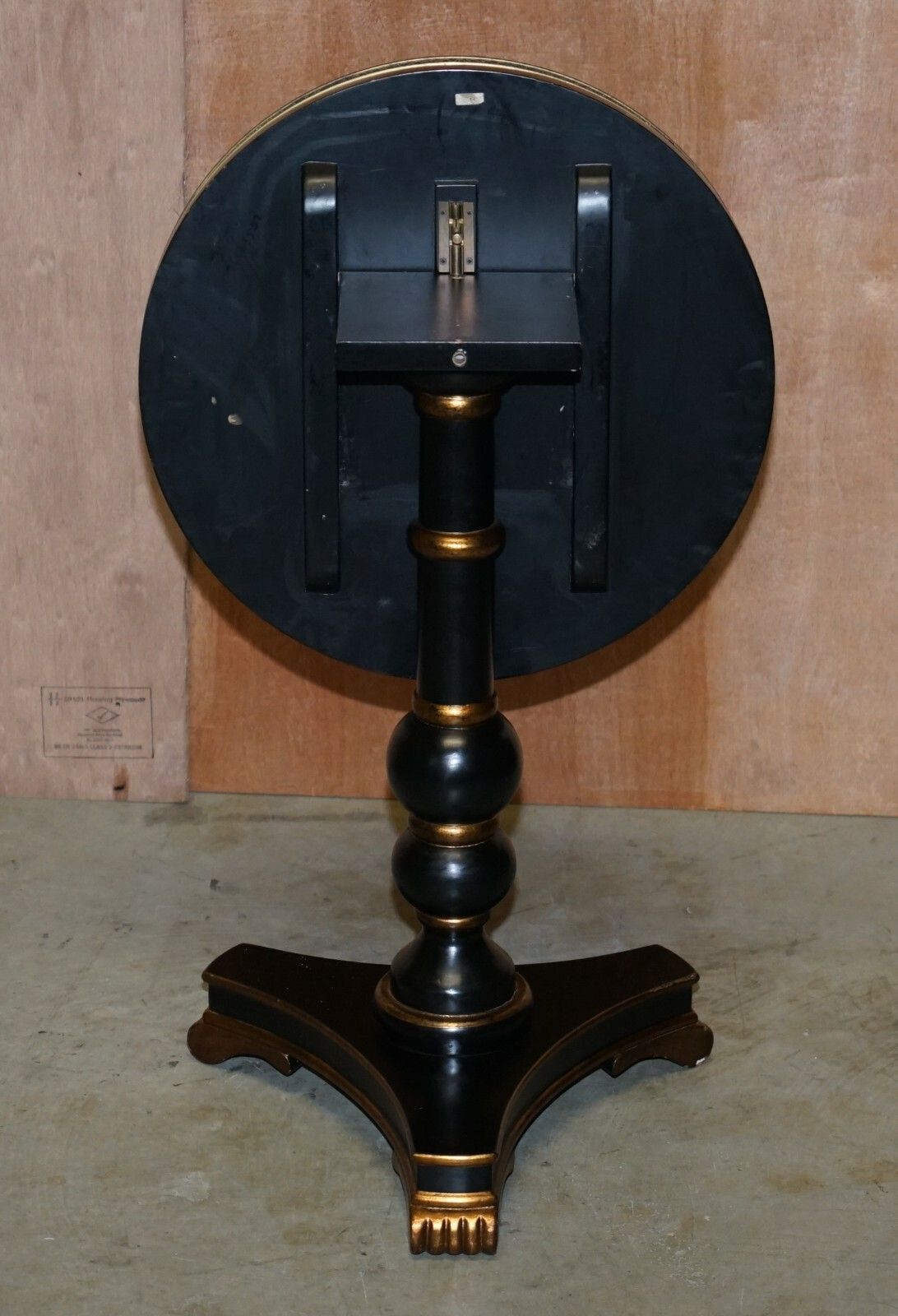 Furniture Pair Of Hand Painted Vintage Tilt Top Side Lamp Tables With Brass Gallery Rails photo