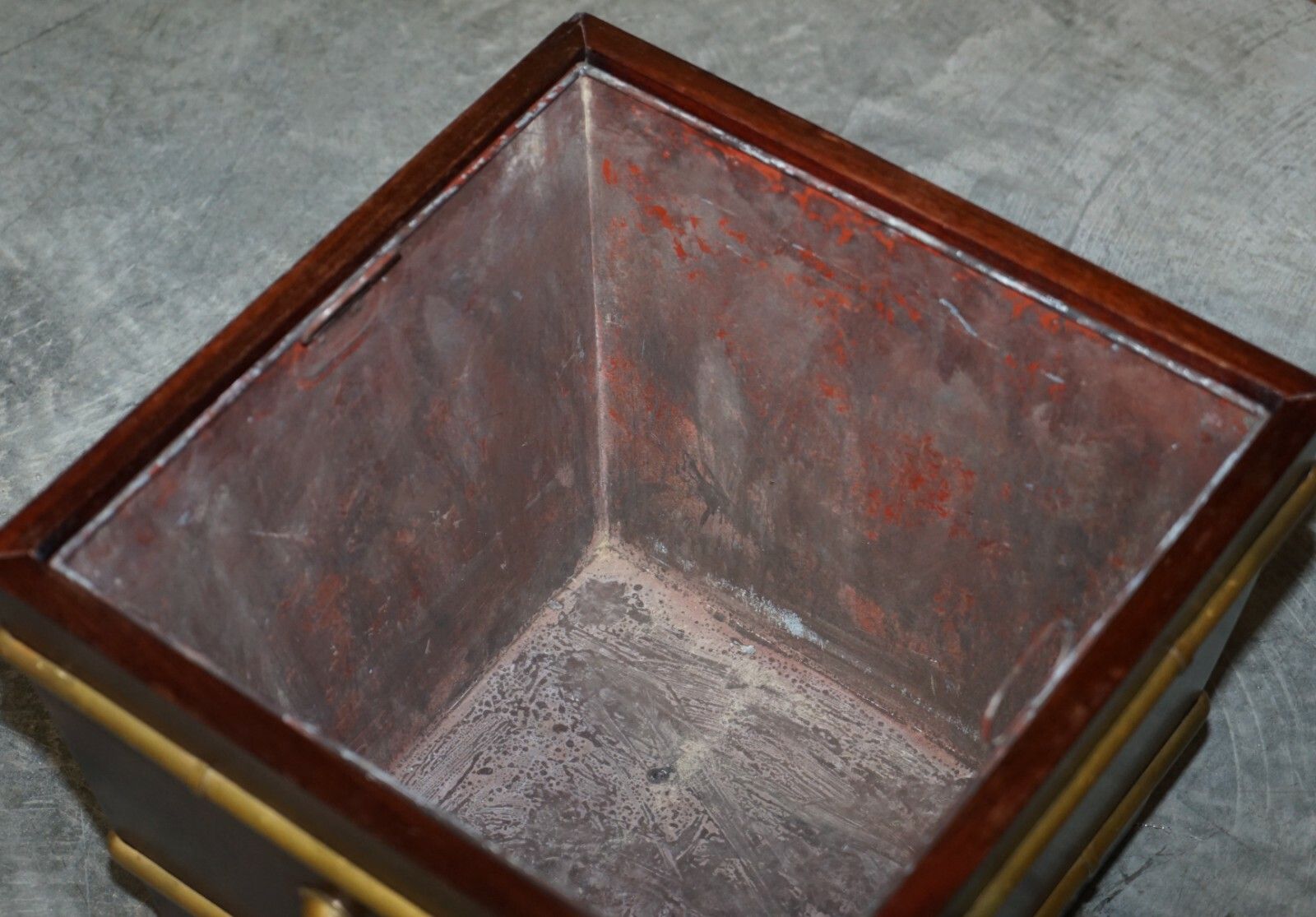 Antique Georgian Mahogany & Brass Wine Bucket With Military Campaign Handles photo vinterior