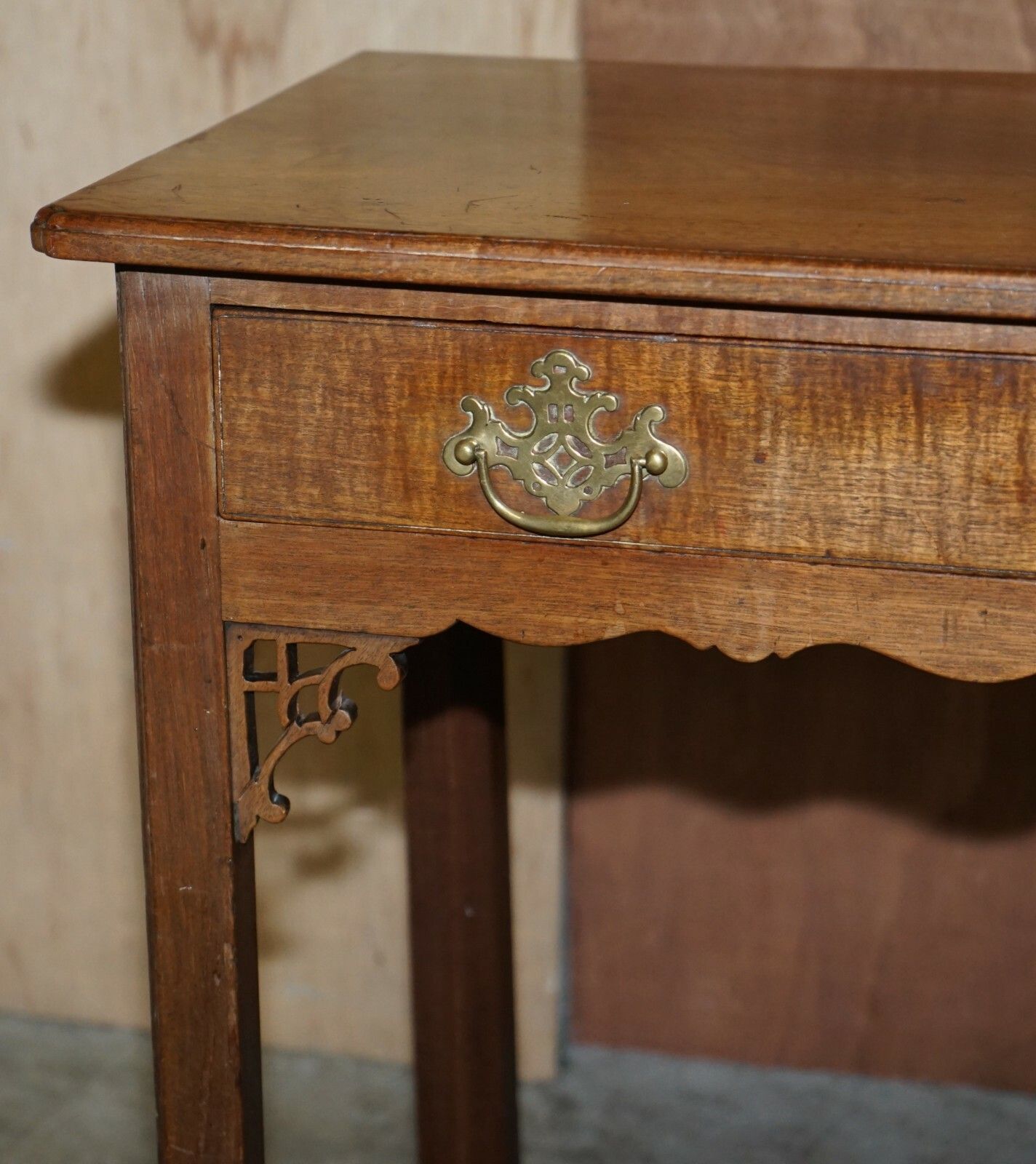 Antique George III Side Table Circa 1760 Very Heavy Mahogany Chippendale Carved photo Furniture