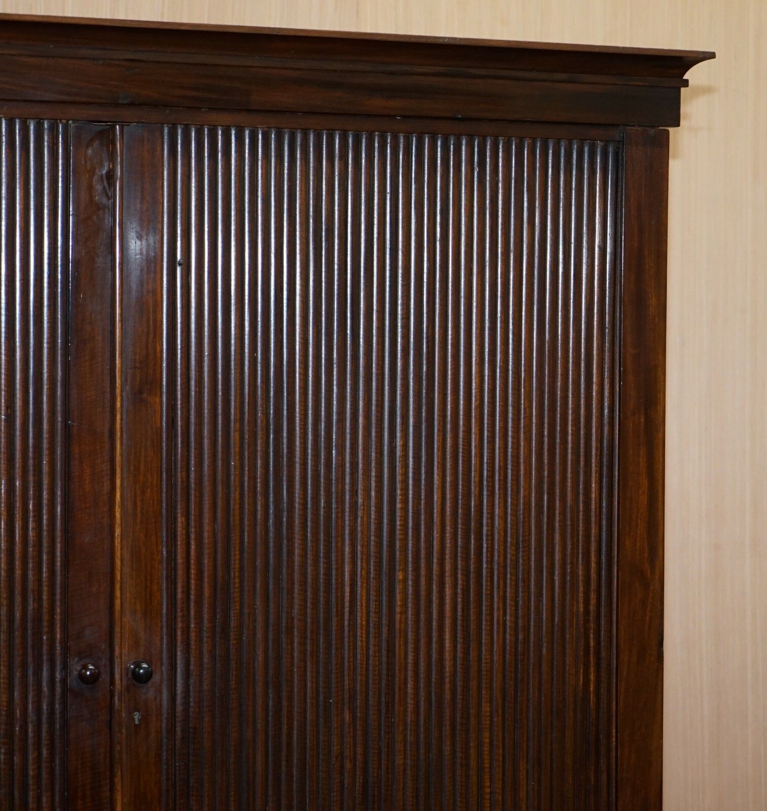 Very Rare Victorian Tambour Door Cupboard Bookcase On Bank Chest Of Drawers photo vinterior