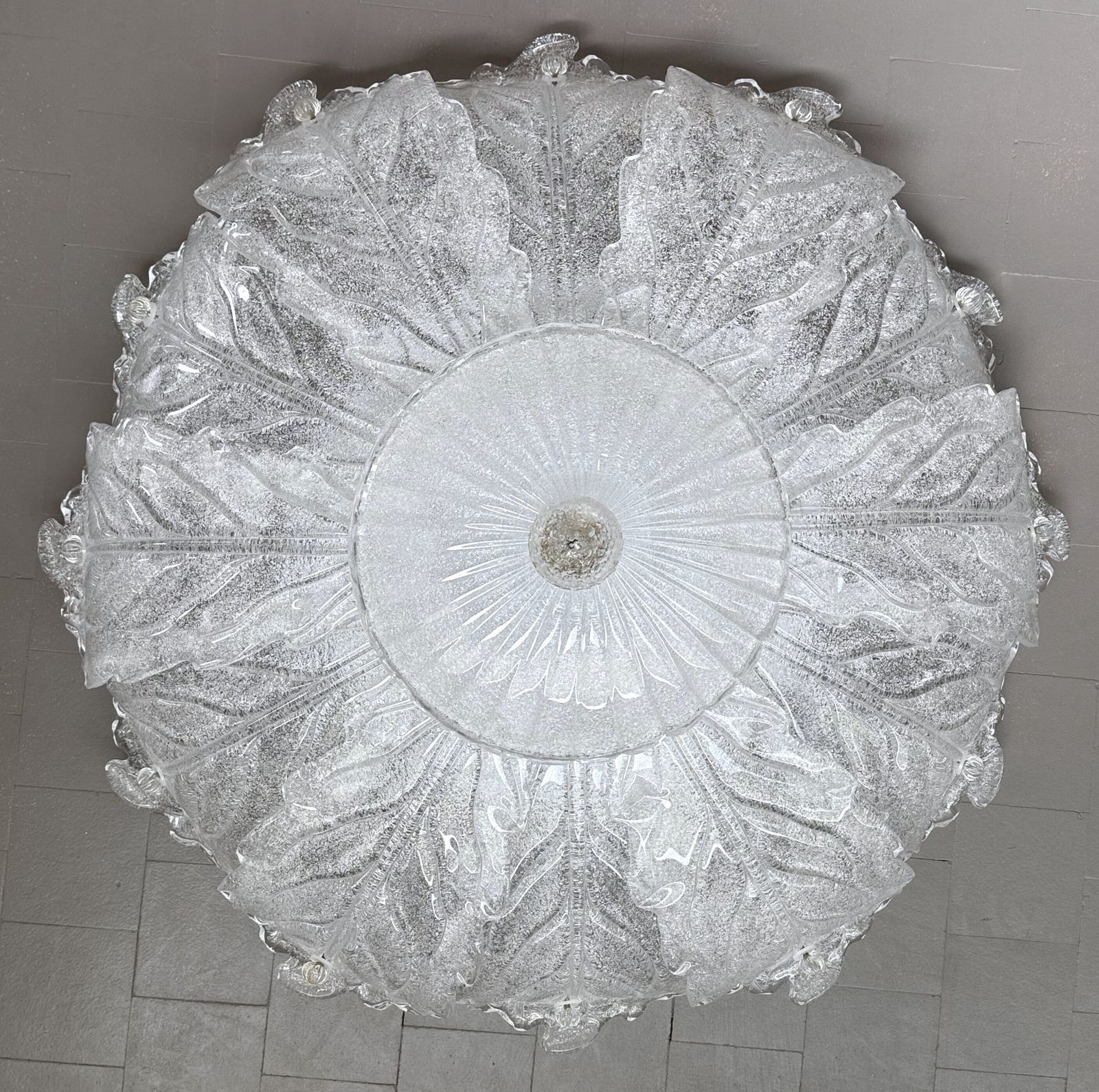 Italian Murano Glass Big Size Flush Mount Chandelier, 1970s photo Lighting