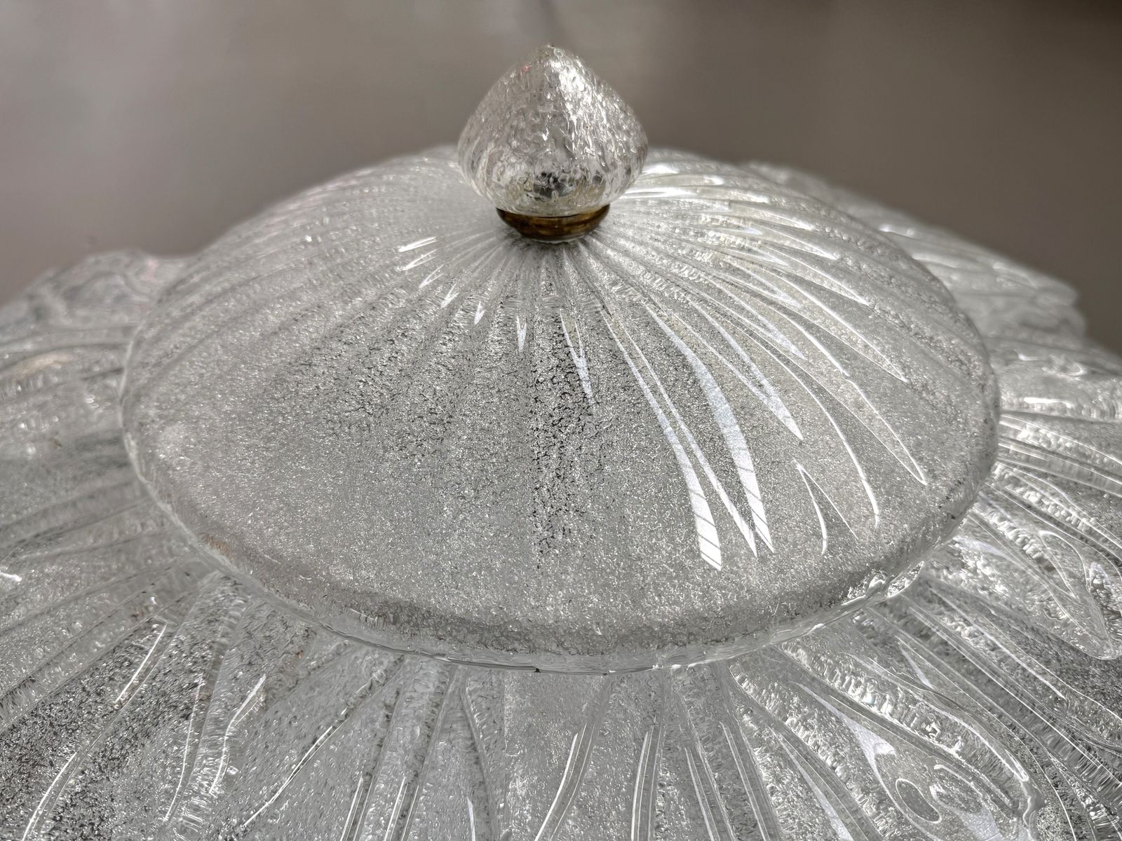 photo for sale Italian Murano Glass Big Size Flush Mount Chandelier, 1970s