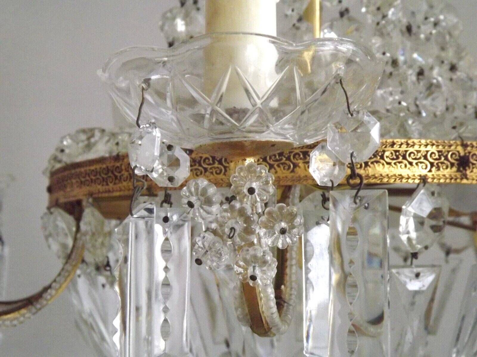 photo for sale Lustre à panier Montgolfier Empire en cristal, 8 bras, 12 lumières, éclairage d'époque français
