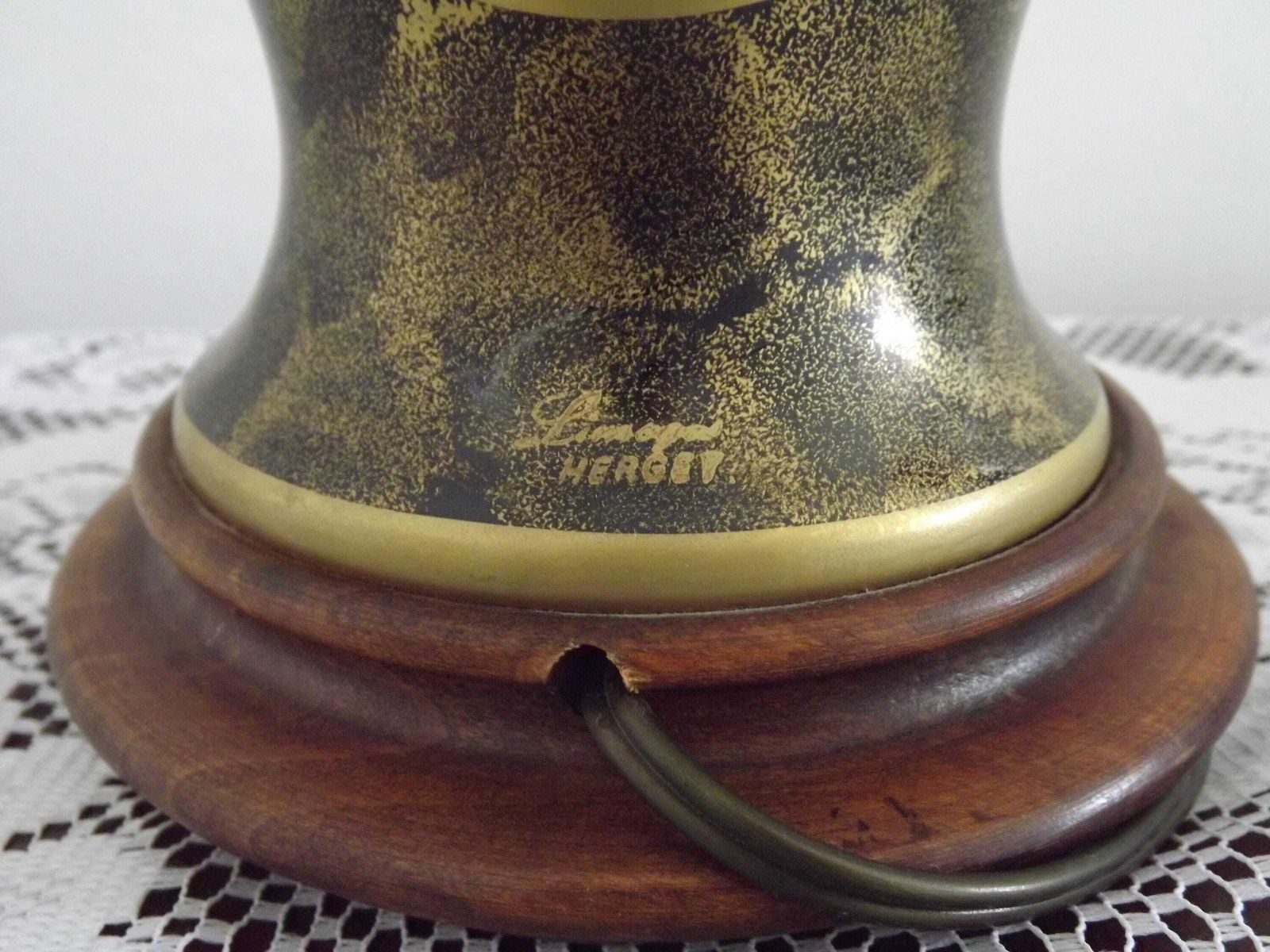 French Limoges Hergey Table Lamp Base Gold Hightlights & Floral Decoration   French Vintage Lighting. Signed Limoges Porcelain Lamp Base. photo buy