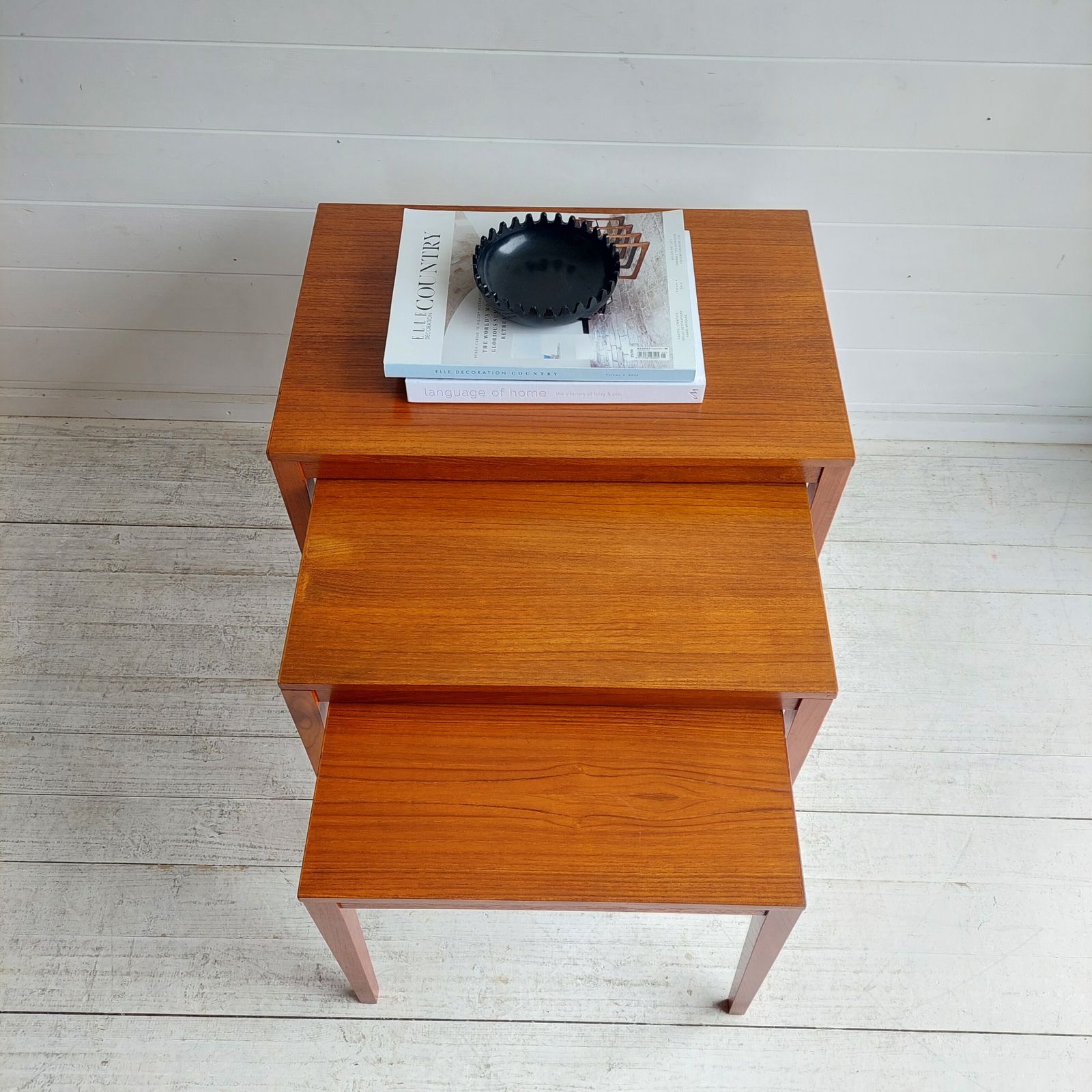 Mid Century Danish Teak Nest Of Tables  Bent Silberg Møbler Style Nesting Side Tables 60s photo vintage