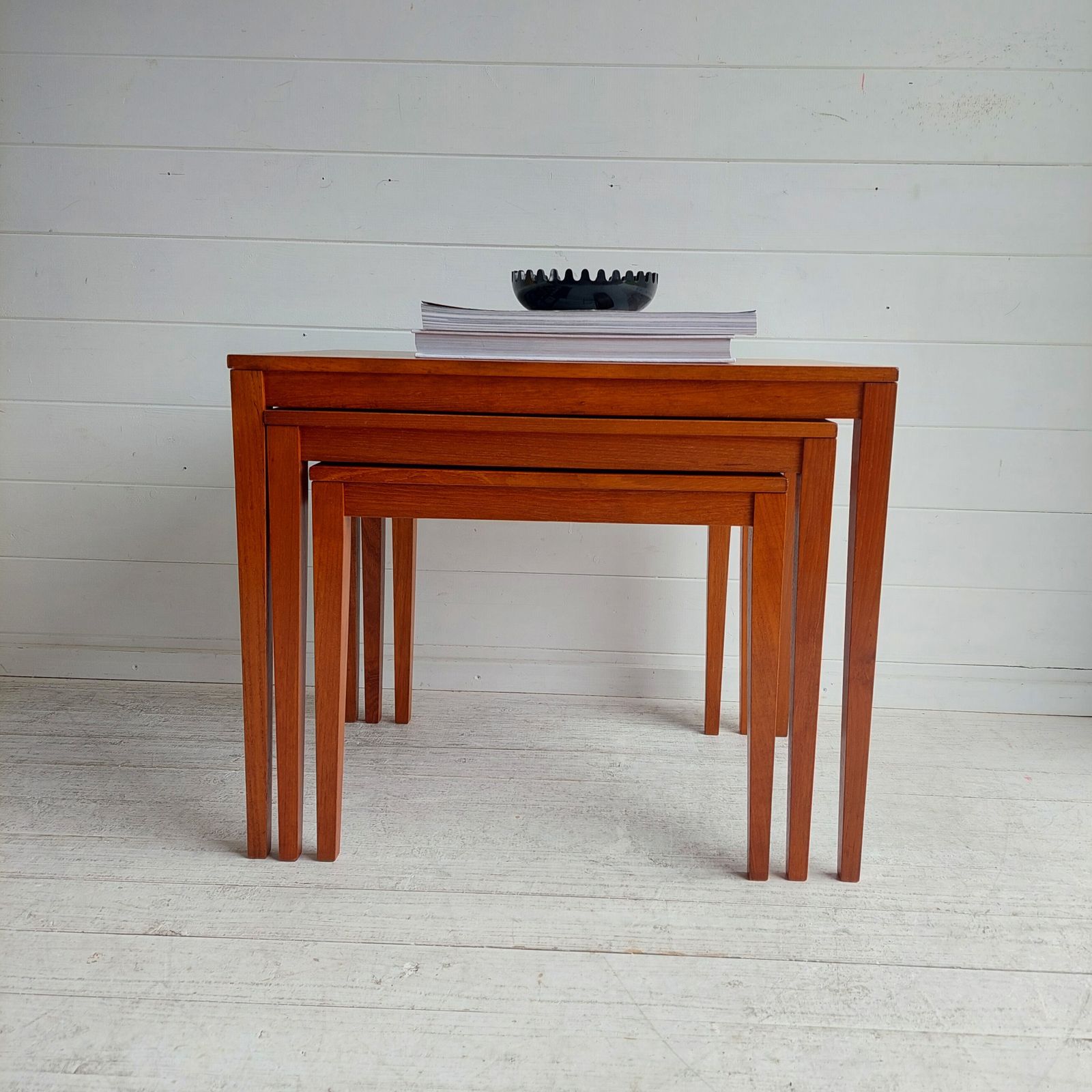 Mid Century Danish Teak Nest Of Tables  Bent Silberg Møbler Style Nesting Side Tables 60s photo buy