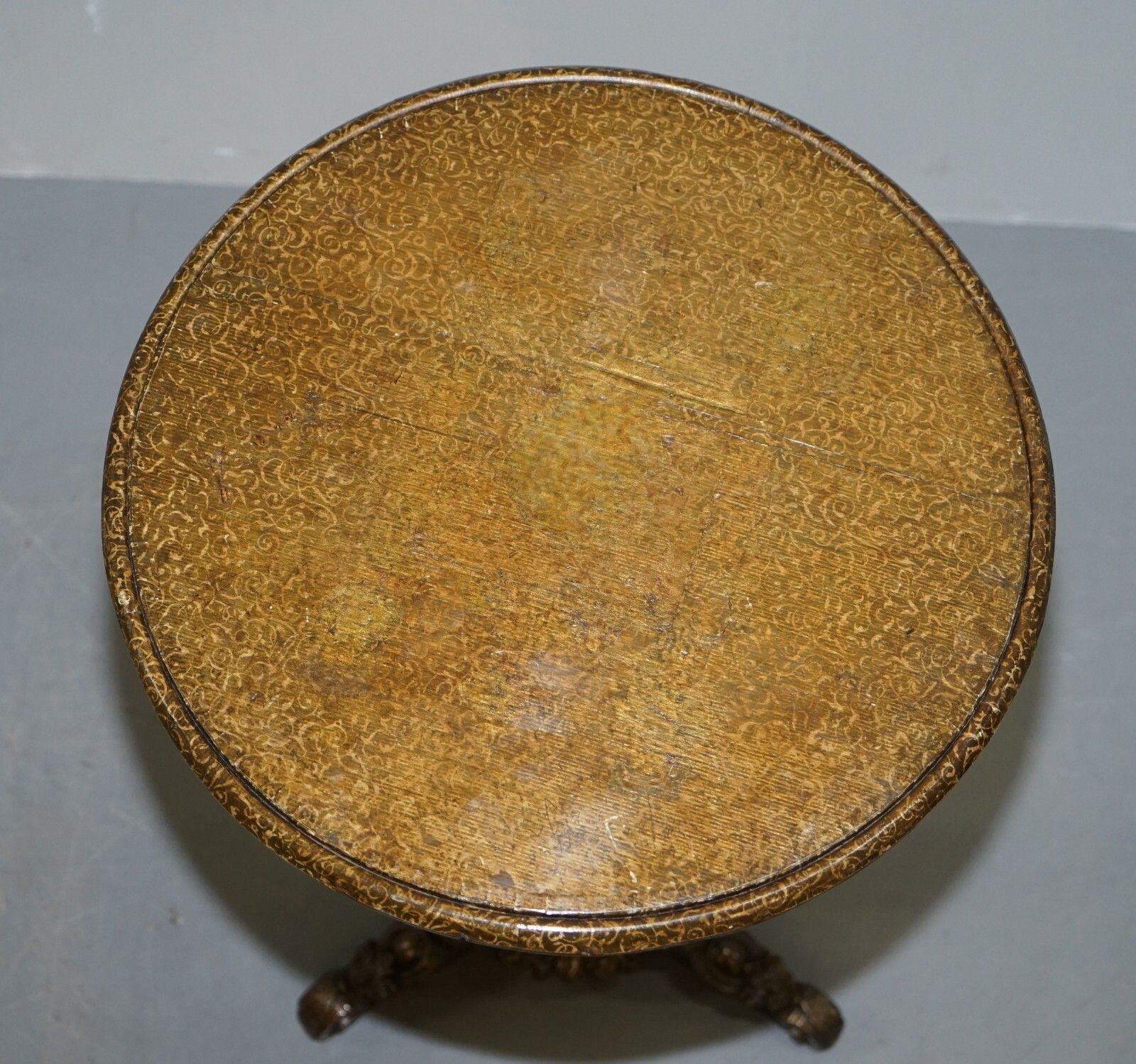 Regency Circa 1810 Italian Polychrome Painted Hand Carved Tilt Top Side Table photo for sale