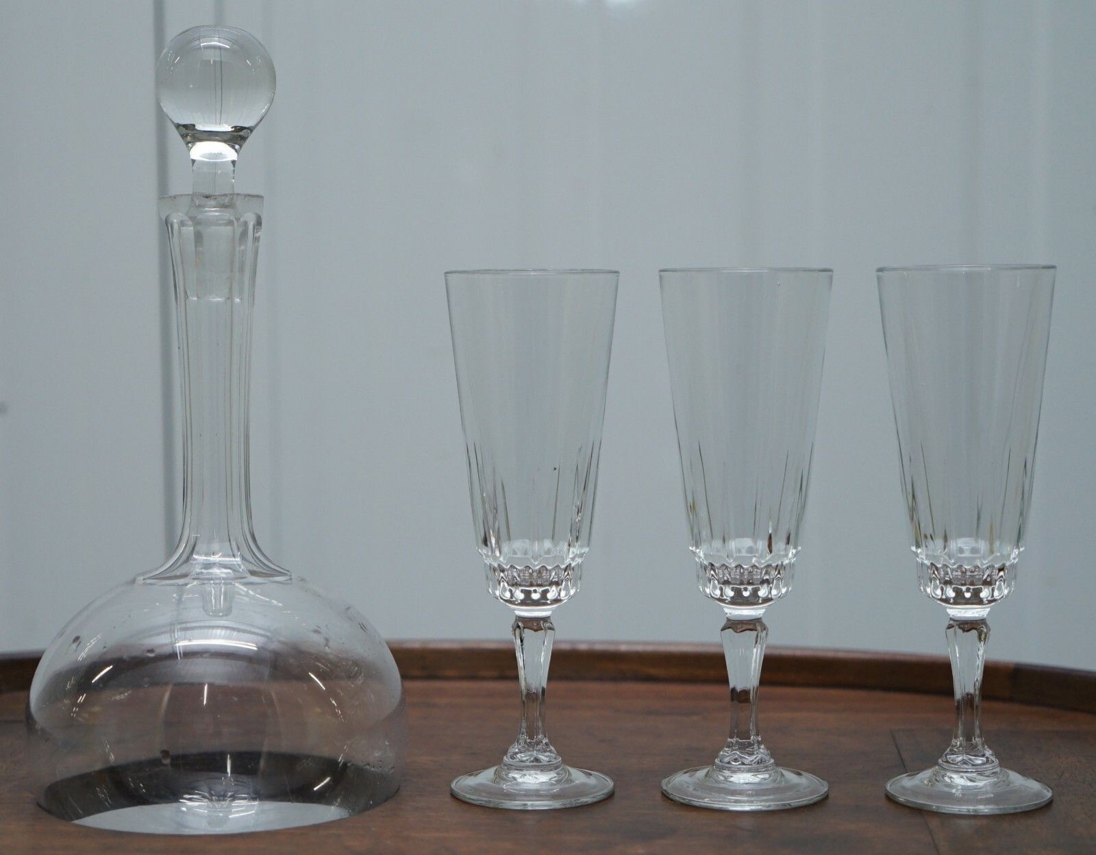 Rare Victorian 1860 Mahogany Drinks Table With Crystal Decanter & Glasses Wheels photo buy