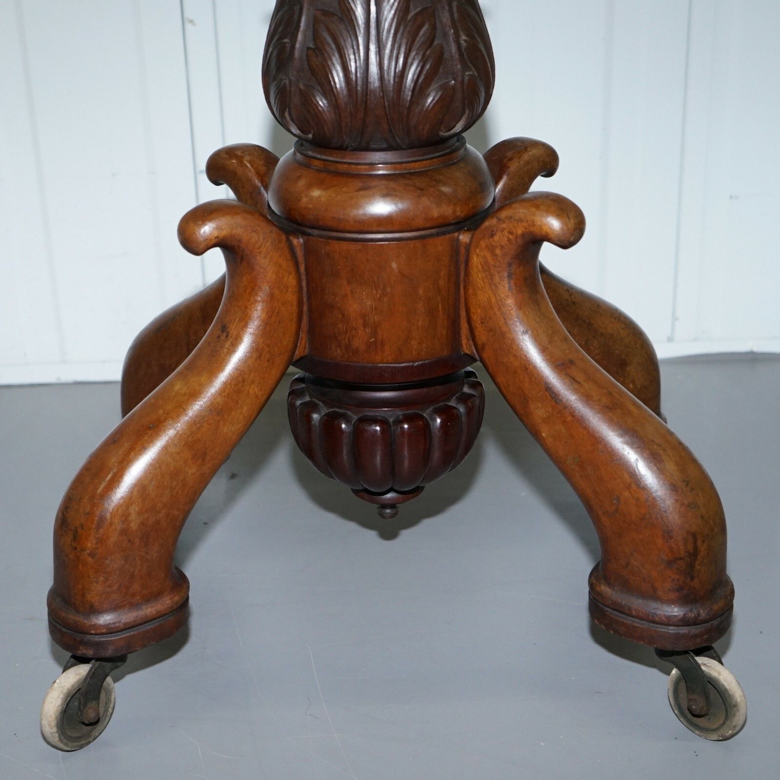 Furniture Rare Victorian 1860 Mahogany Drinks Table With Crystal Decanter & Glasses Wheels photo