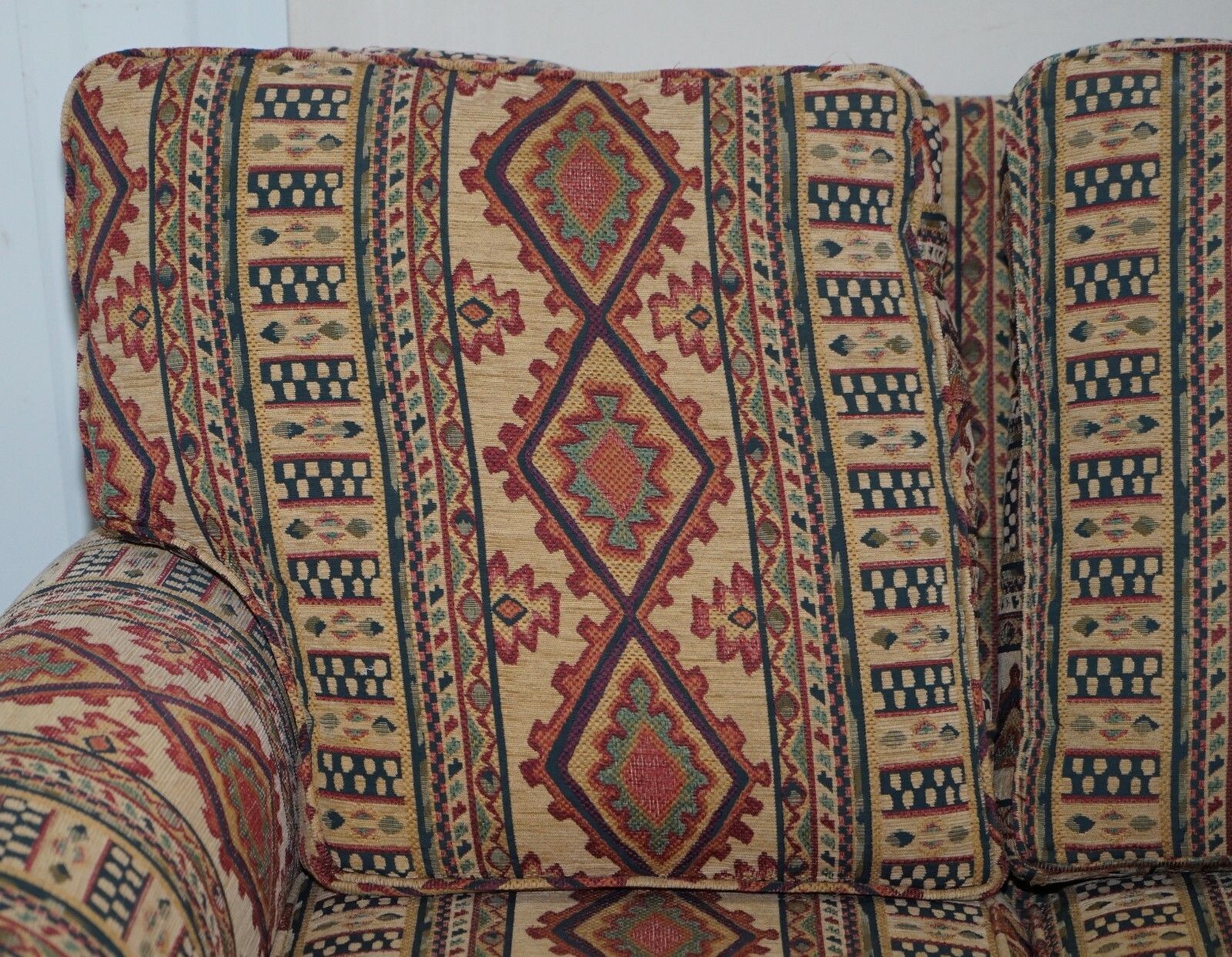 Mid Century Fully Sprung Art Deco Style Kilim Rug Upholstered Sofa Part Of Suite photo buy