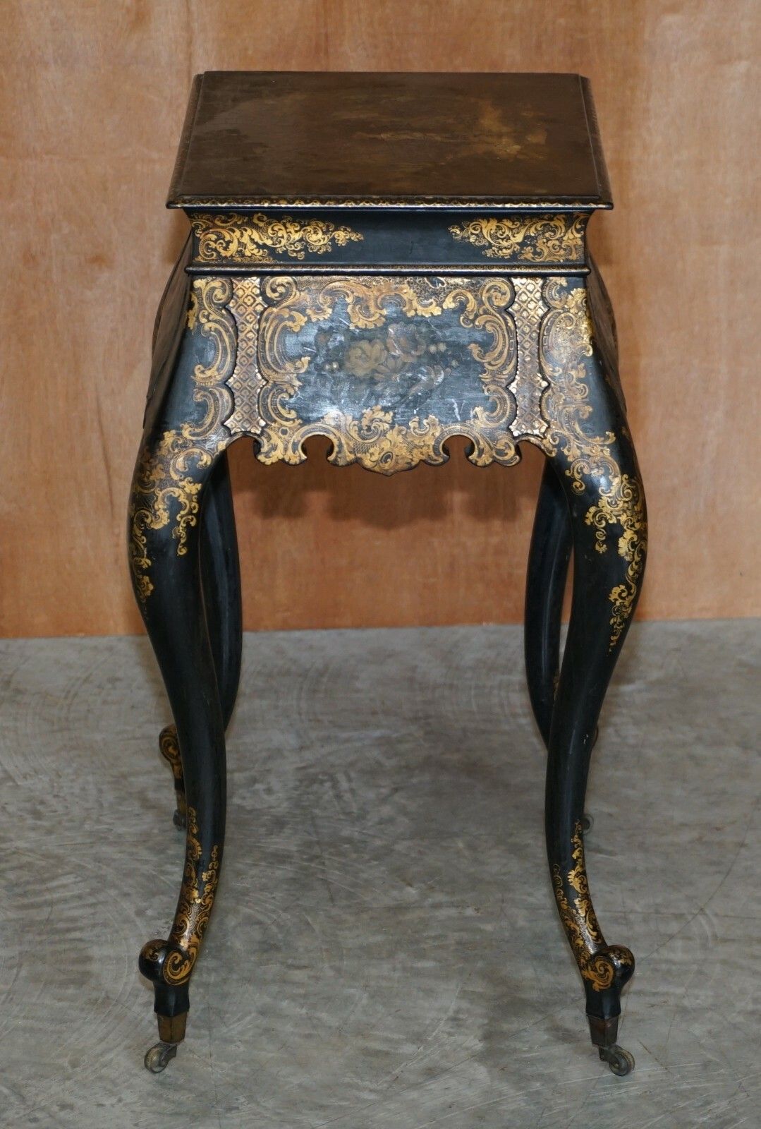 Georgian Antique Circa 1800 George III Chinese Lacquer & Gold Gilt Work Table photo vintage