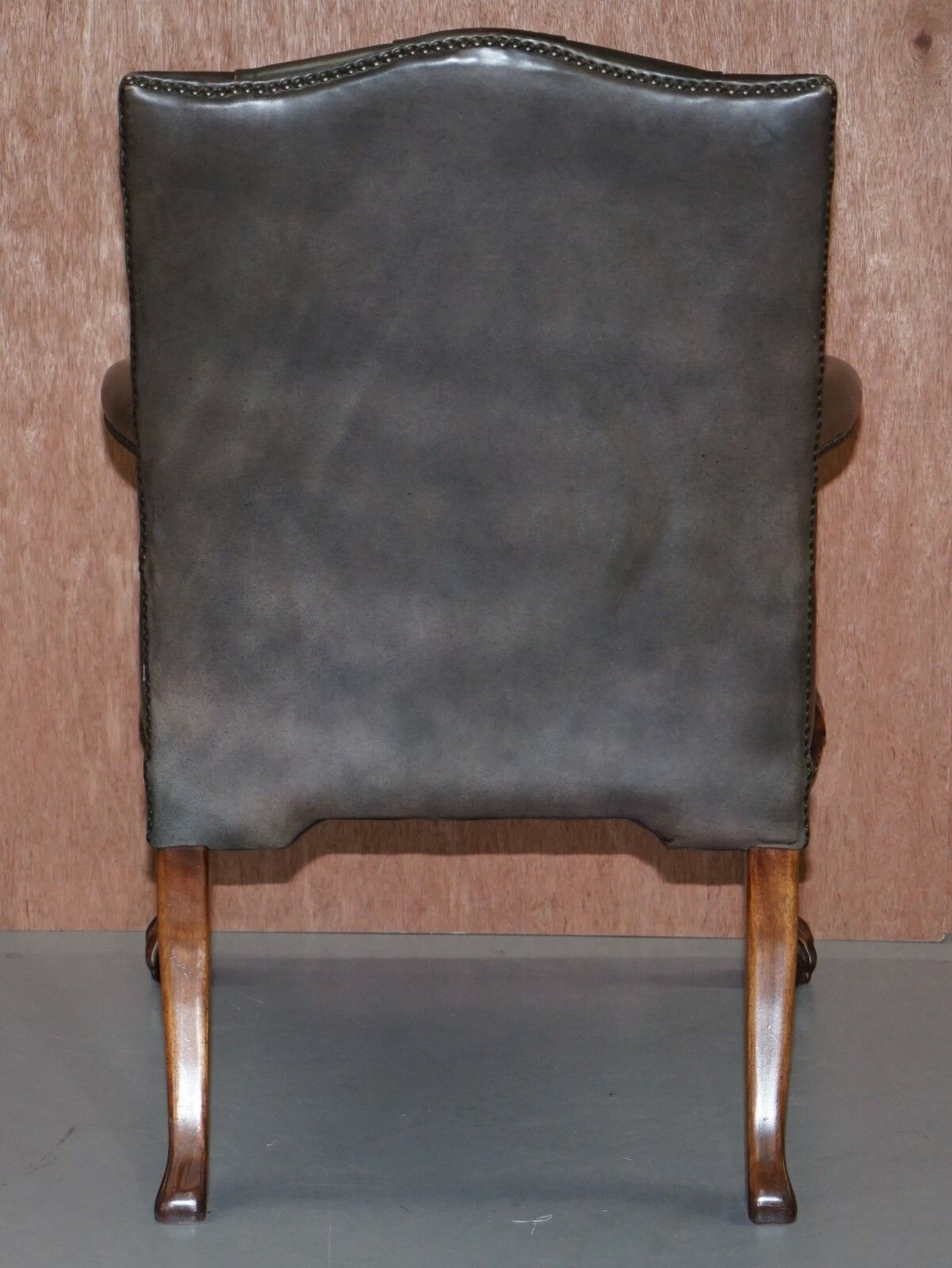 Furniture George II Gainsborough Carver Chesterfield Leather Armchair Claw & Ball Feet photo