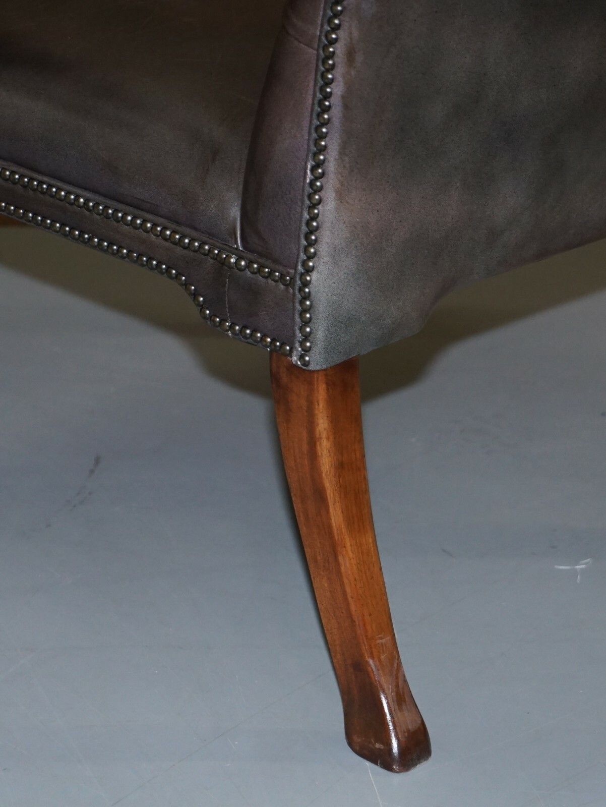 1850.0 George II Gainsborough Carver Chesterfield Leather Armchair Claw & Ball Feet photo