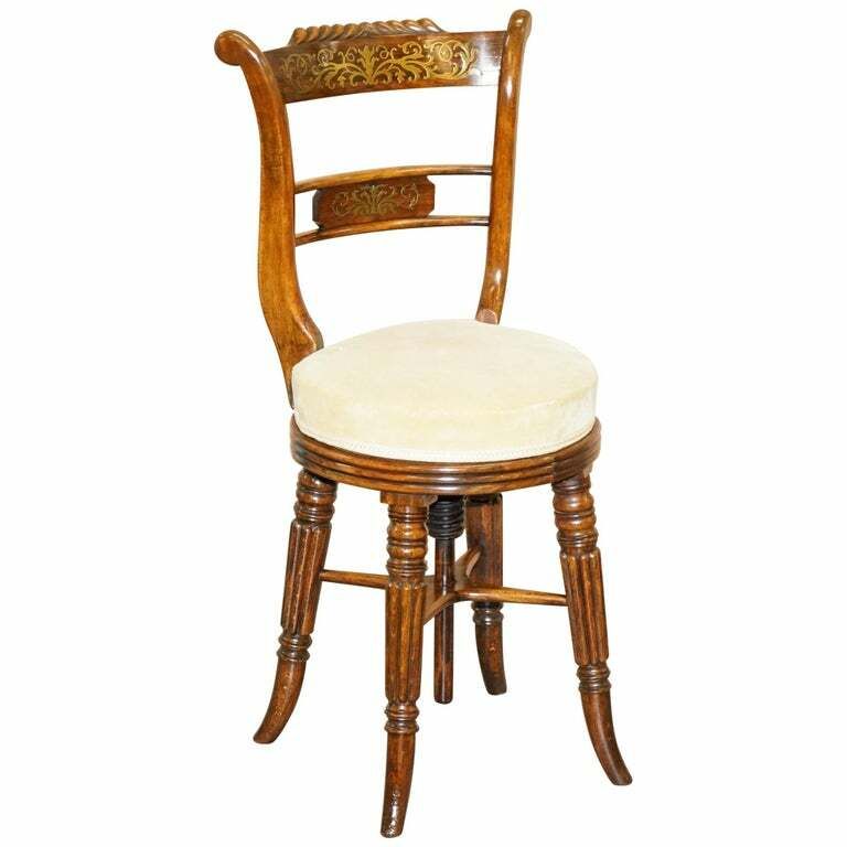 Very Rare Gillows Of Lancaster Regency Rosewood Harpist Height Adjustable Chair