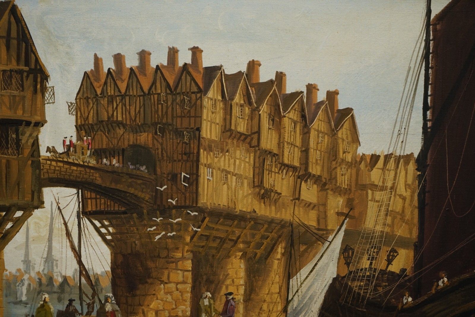 Very Large Decorative Oil On Canvas Of A Victorian Naval Scene On The Thames photo 2220.0