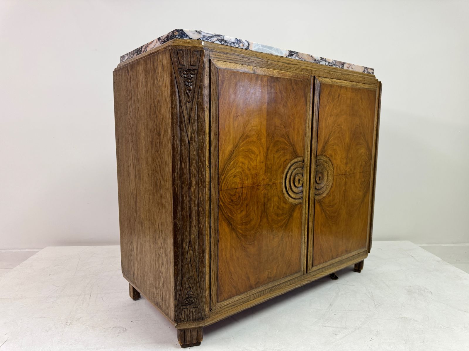 Art Deco Cabinet With Marble Top, France, 1930s photo vintage