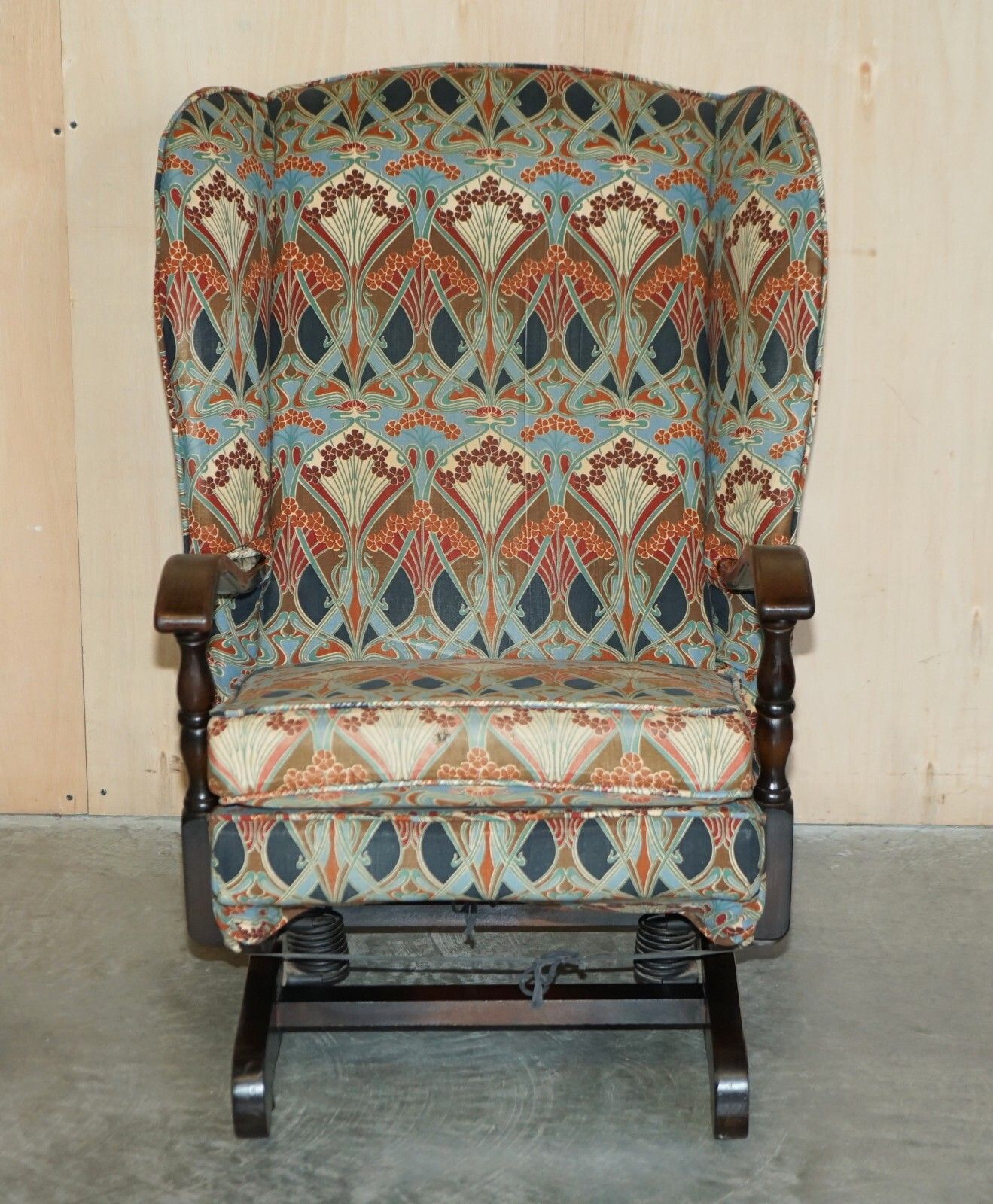 Vintage Circa 1930's English Oak Rocking Armchair With Liberty's London Ianthe photo buy