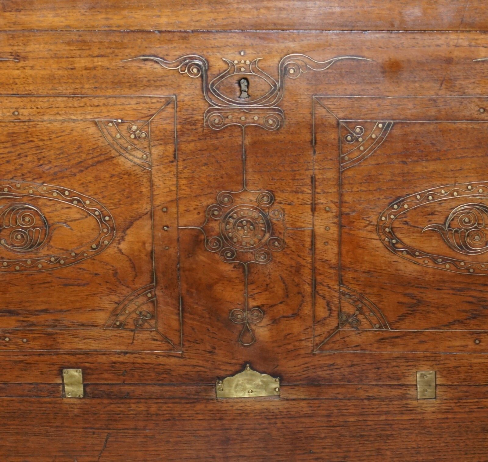 Antique Circa 1900 Indian Teluga Kavidpetti Marriage Dowry Campaign Chest Wheels photo Furniture