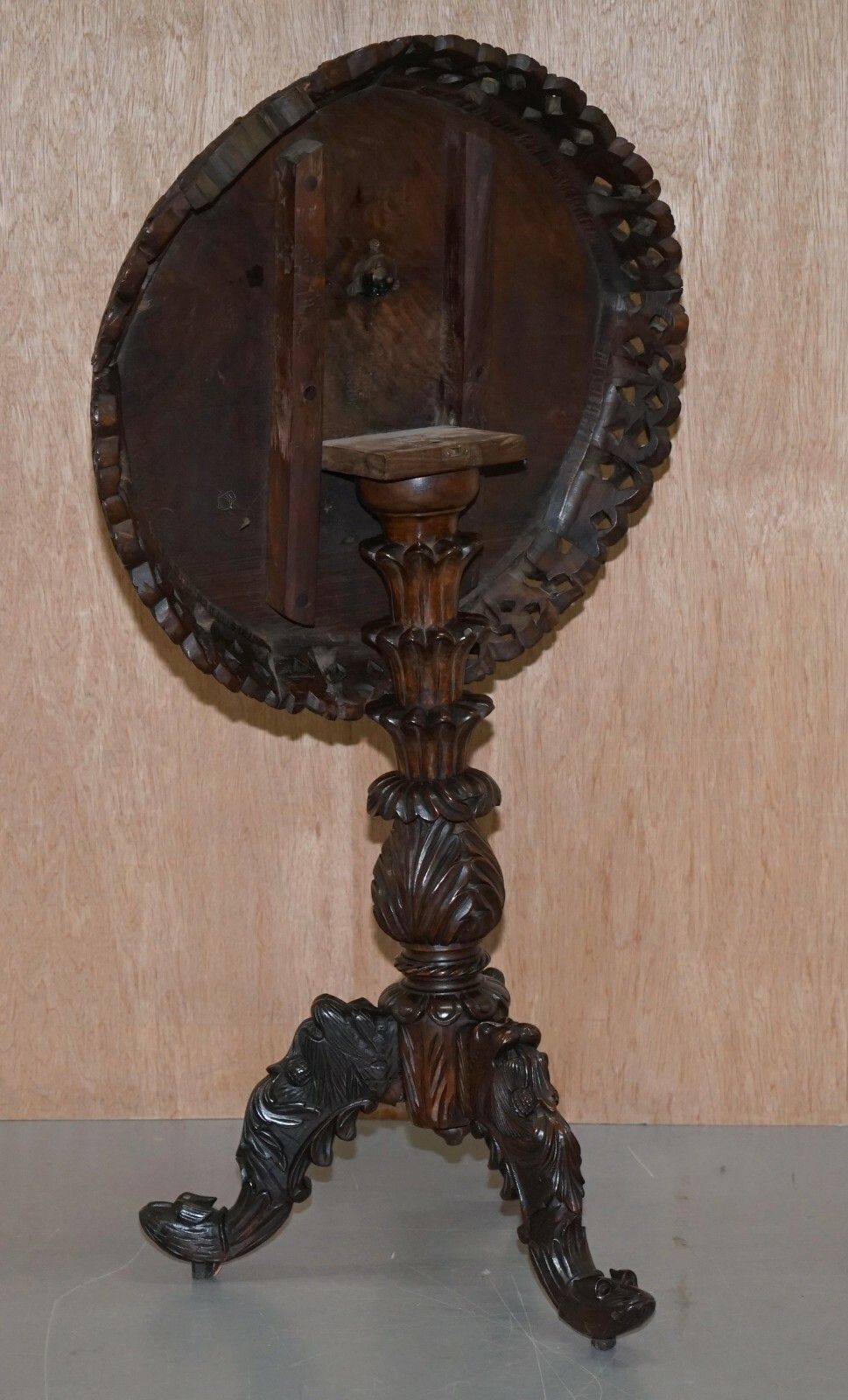 Furniture Burmese Circa 1880 Anglo Indian Rosewood Tilt Top Centre Occasional Side Table photo