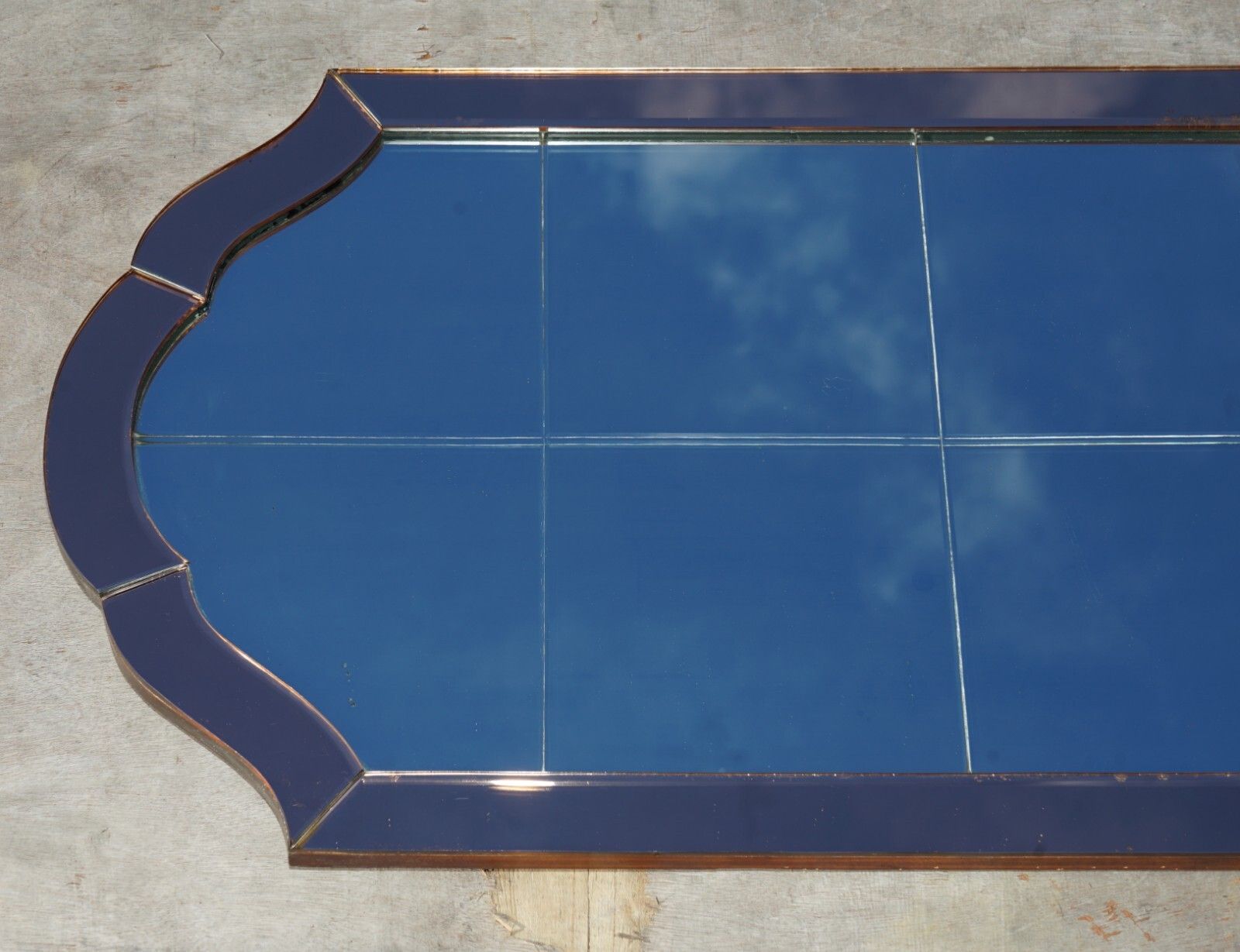 photo for sale Sublime 1930's Foxed Art Deco Rose Coloured Glass Bevelled Venetian Mirror