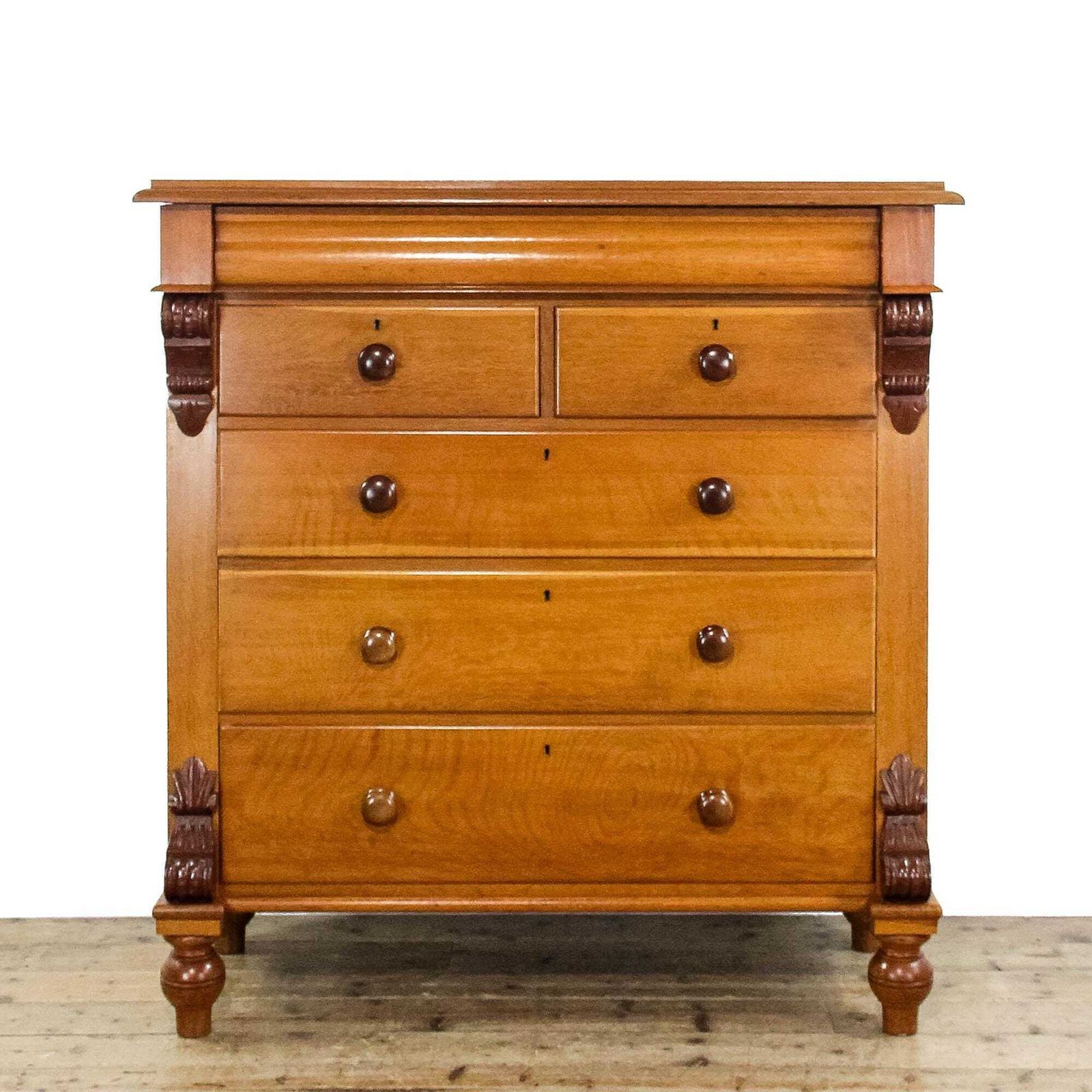 Antique Victorian Oak Straight Front Chest Of Drawers | Antique Storage | Bedroom Drawers | Antique Chest Of Drawer (M 6198)