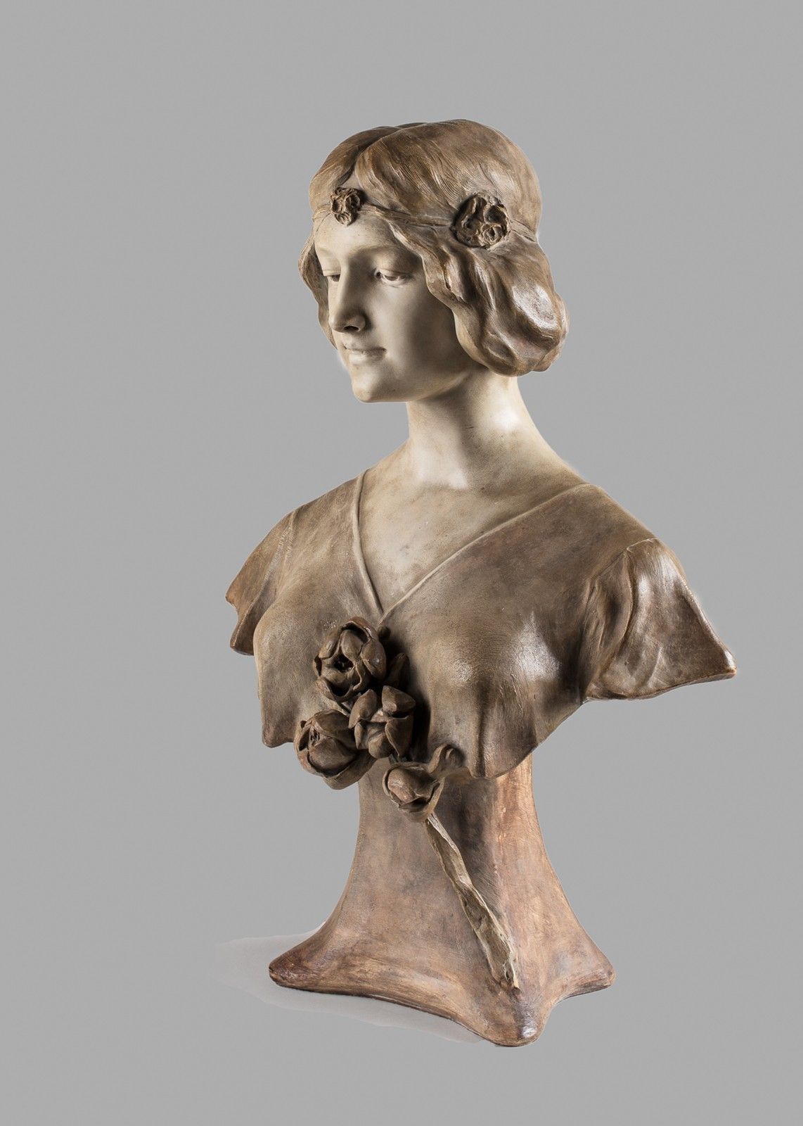French Art Nouveau Terracotta Sculpture By A.Gory