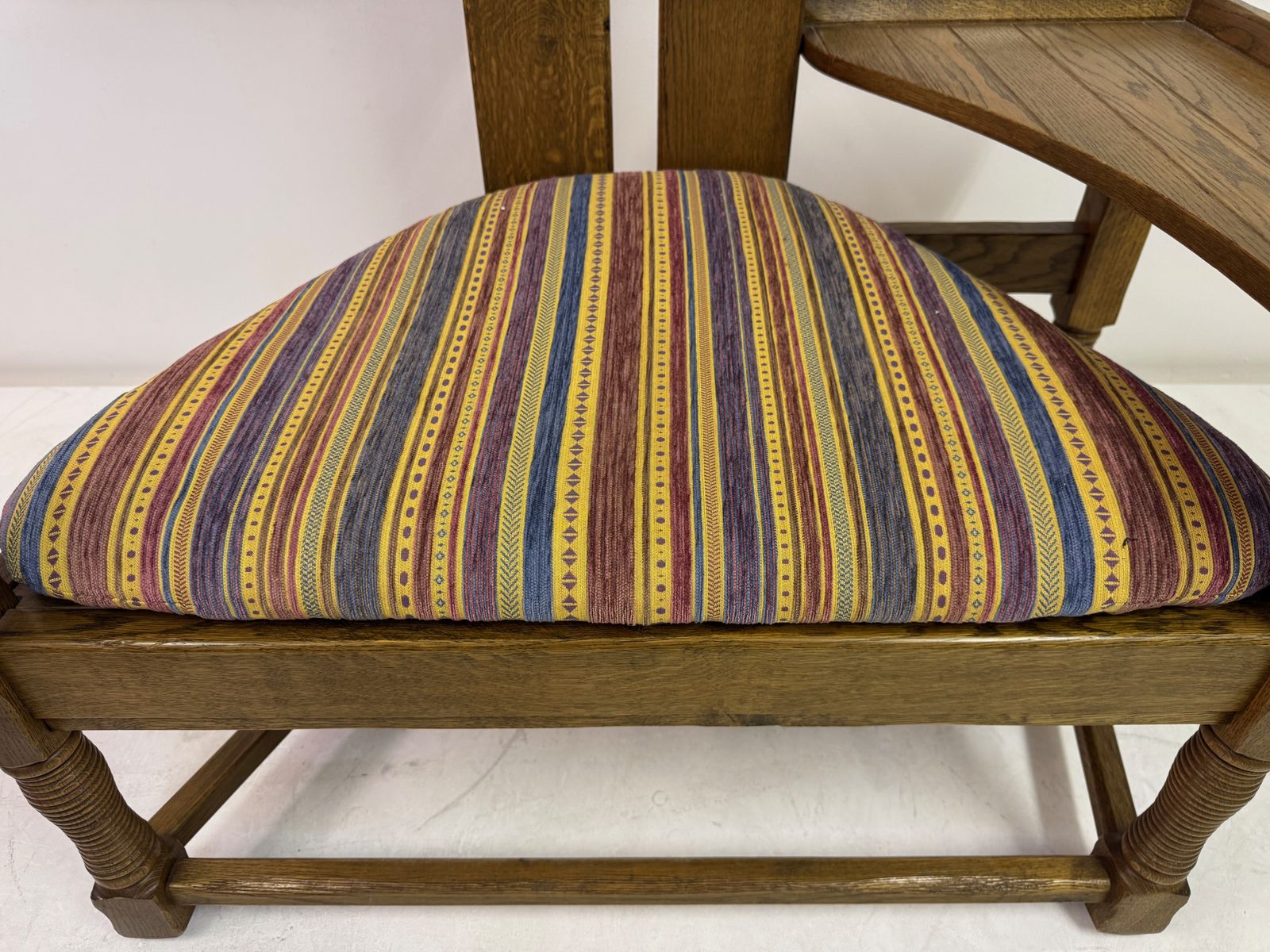 Belgian Oak Armchair With Integrated Side Rest, 1960s photo for sale