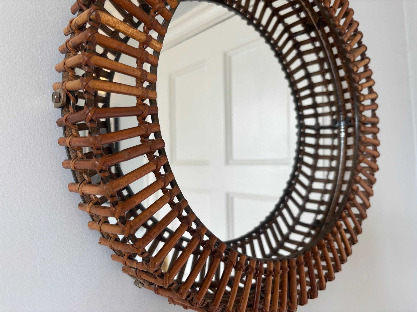 Vintage Umbra 1990s Matt Carr Franco Albini Rattan Mirror photo 280.0