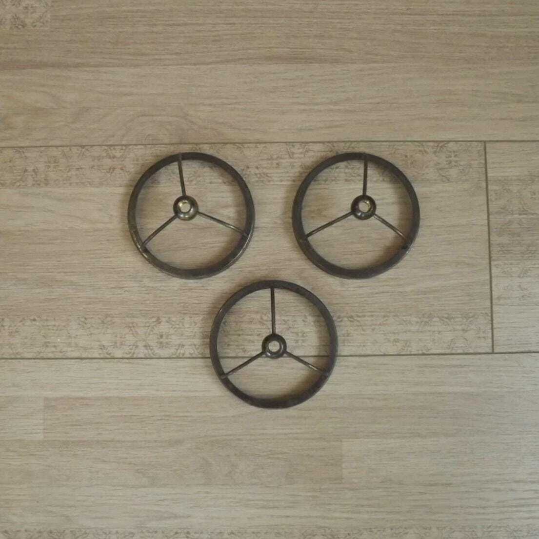 Set Of 3 Aged Effect Metal Lantern Style Shade Holders For Restoration   Vintage Lighting Parts For Restorations.