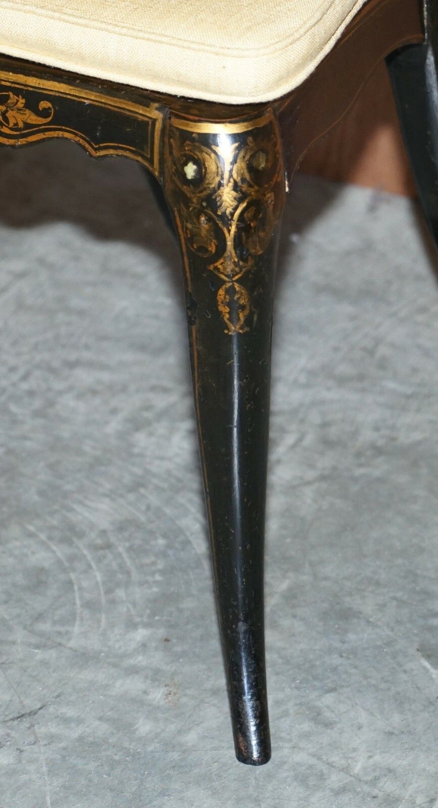 photo furniture Stamped Circa 1815 Jennens & Bettridge Ebonsied Mother Of Pearl Regency Chair