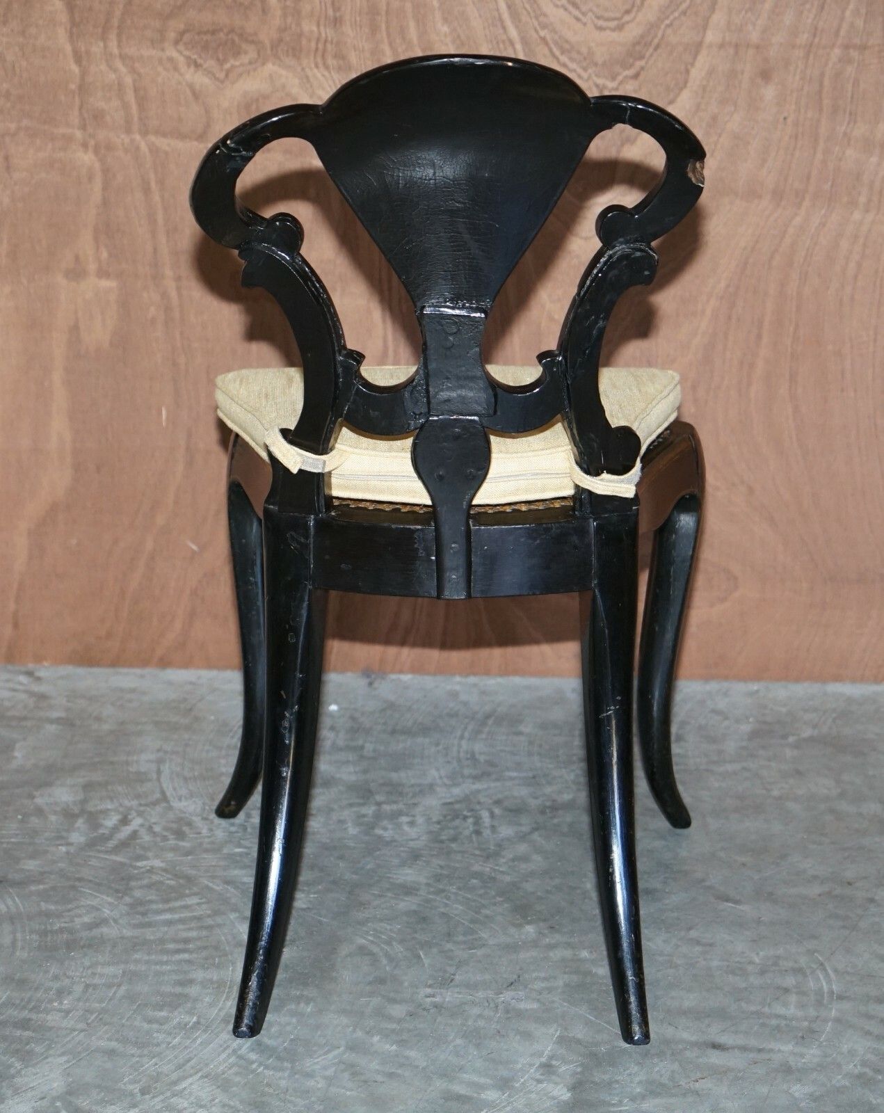 Furniture Stamped Circa 1815 Jennens & Bettridge Ebonsied Mother Of Pearl Regency Chair photo