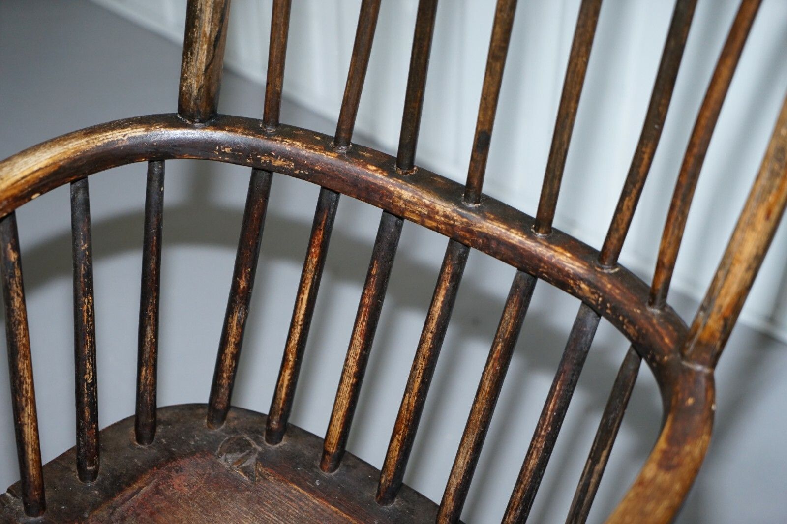 Early Original Worn Paint 19th Century Hoop Back West Country Windsor Armchair photo 1750.0