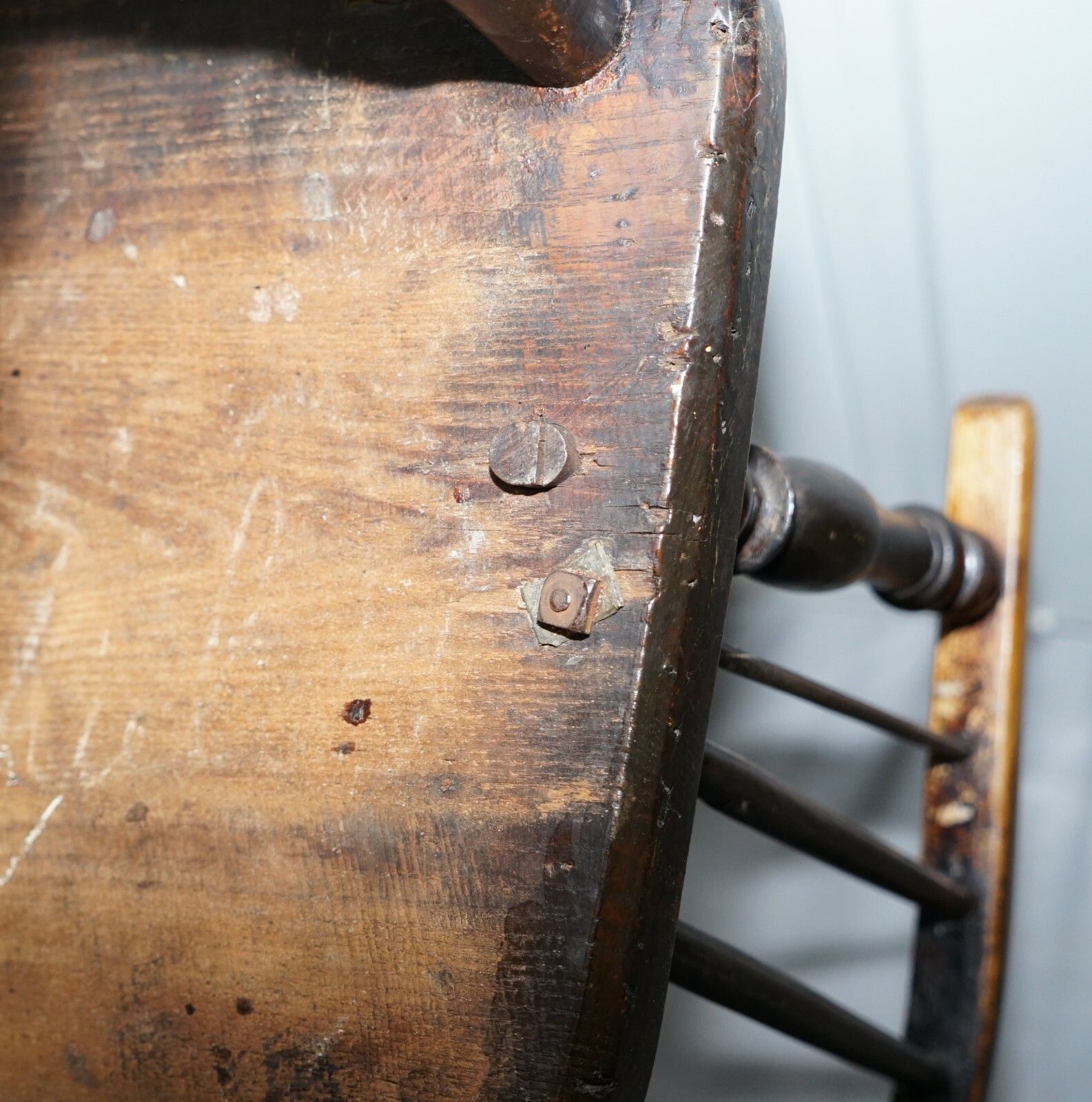 1750.0 Early Original Worn Paint 19th Century Hoop Back West Country Windsor Armchair photo