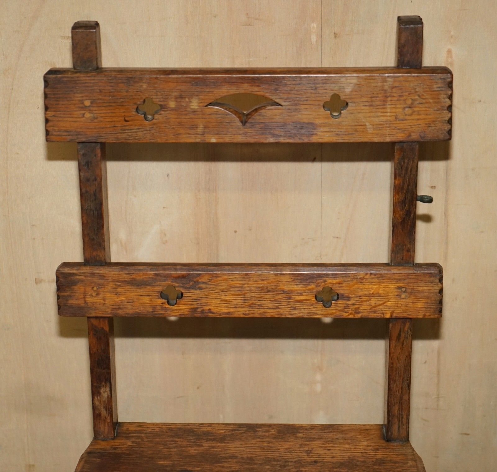 Antique 1880 Arts & Crafts Metamorphic Library Steps Original Carpet Upholstery photo Furniture