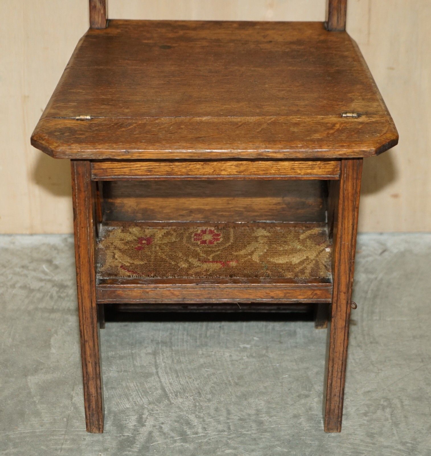 Antique 1880 Arts & Crafts Metamorphic Library Steps Original Carpet Upholstery photo 1650.0