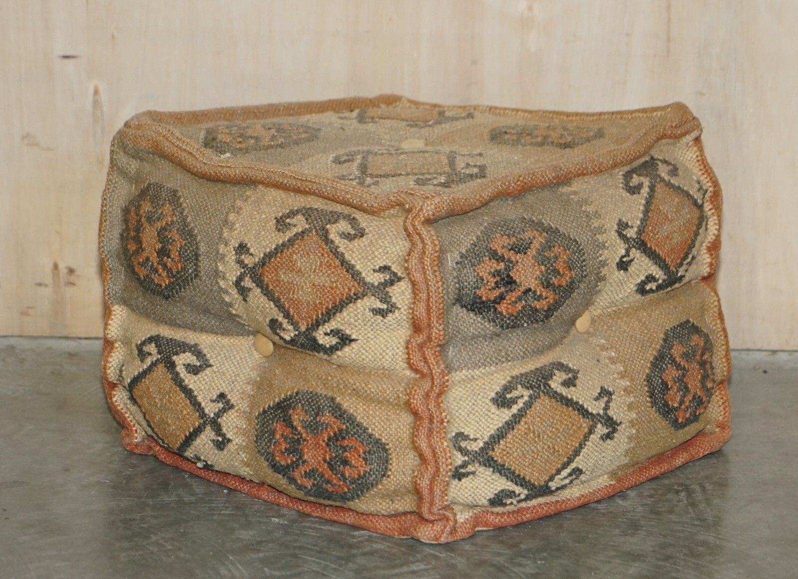 Furniture Suite Of 4 Vintage Circa 1960's George Smith Style Kilim Footstool Cube Stools photo