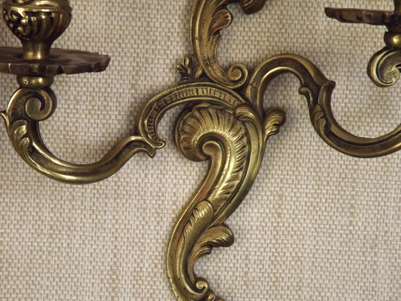 Elegant Vintage French Bronze Double Wall Sconces With Acanthus Leaf Detail   French Vintage Lighting. Bronze Double Acanthus Wall Lights. photo buy