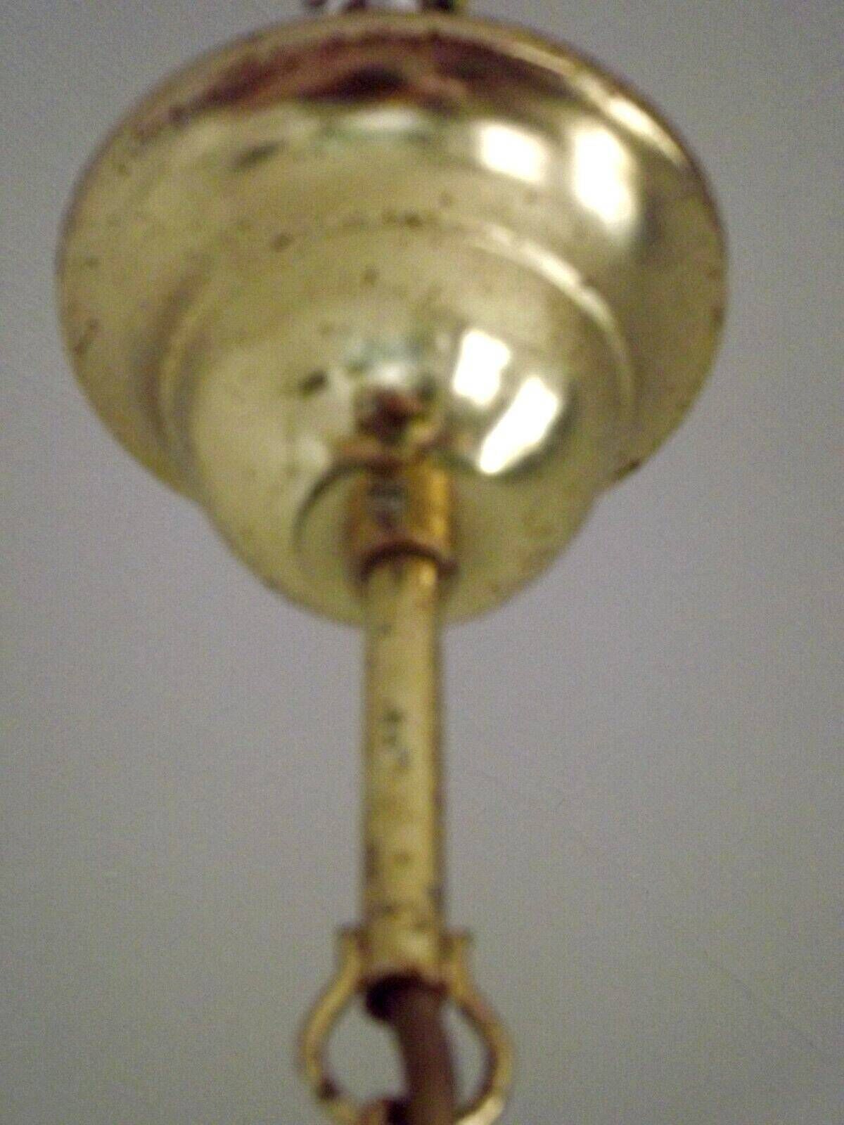 Vintage French Gold Metal Ceiling Light With 4 Decorative Glass Panels   Vintage French Lighting. Glass Panel Light; Abstract Design Panels. photo vintage