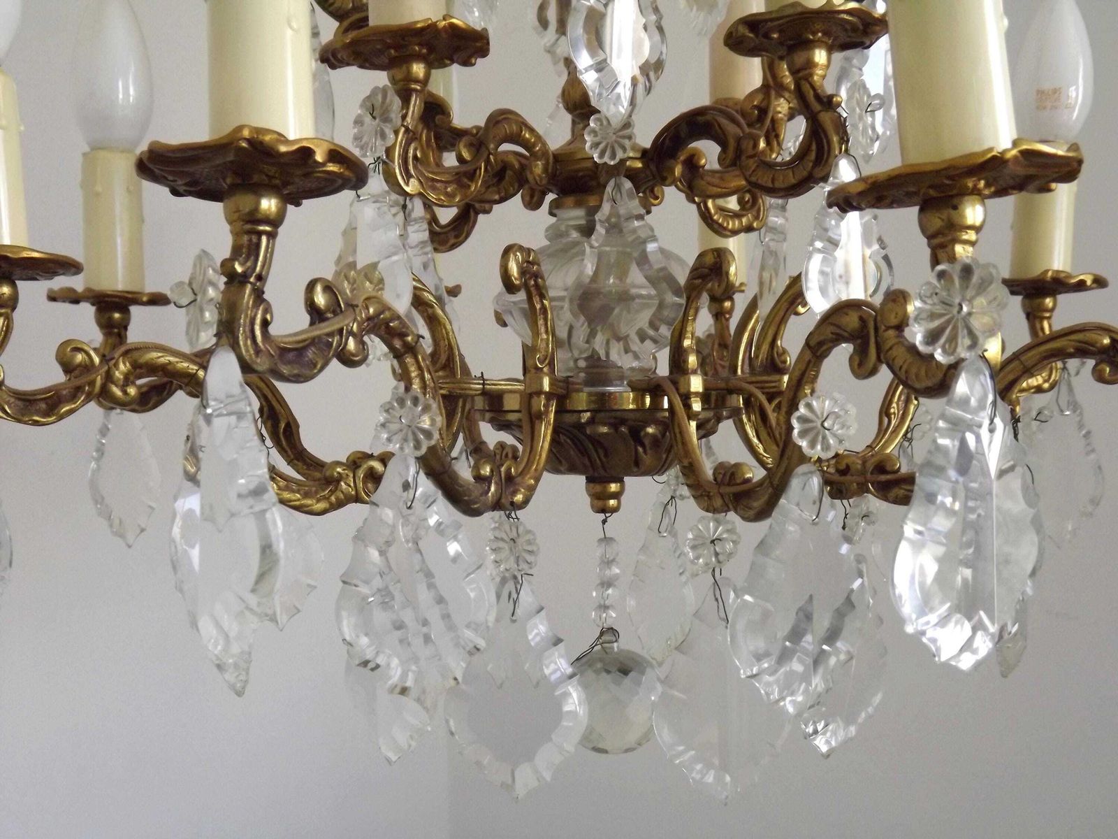 Exquisite French Art Nouveau Bronze Glass & Crystal 12 Light Cage Chandelier  French Antique Lighting. Bronze Crystal Chandelier. 12 Lights. photo buy