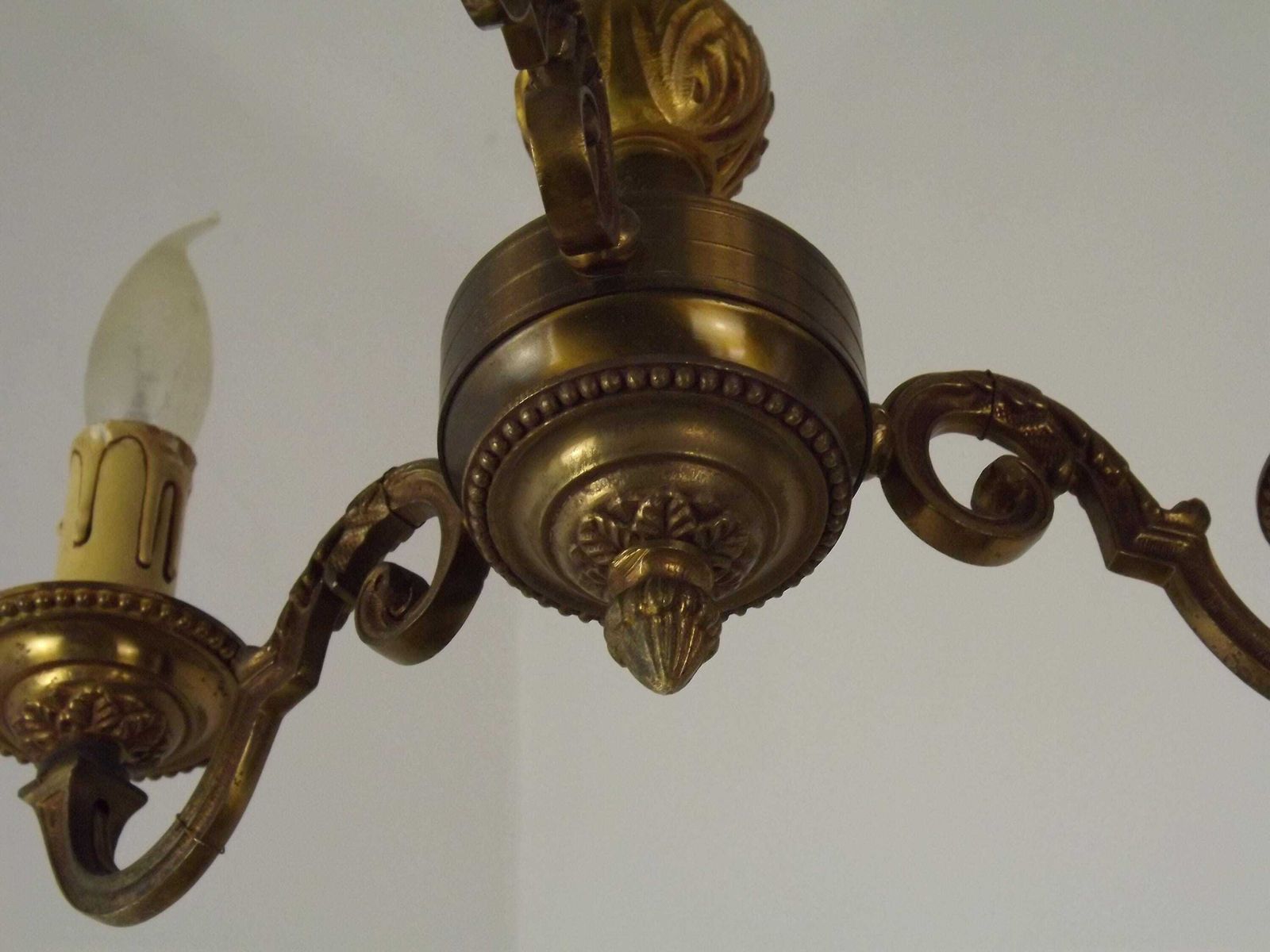 French Bronze Mid Century 3 Light Traditional Style Chandelier photo vintage
