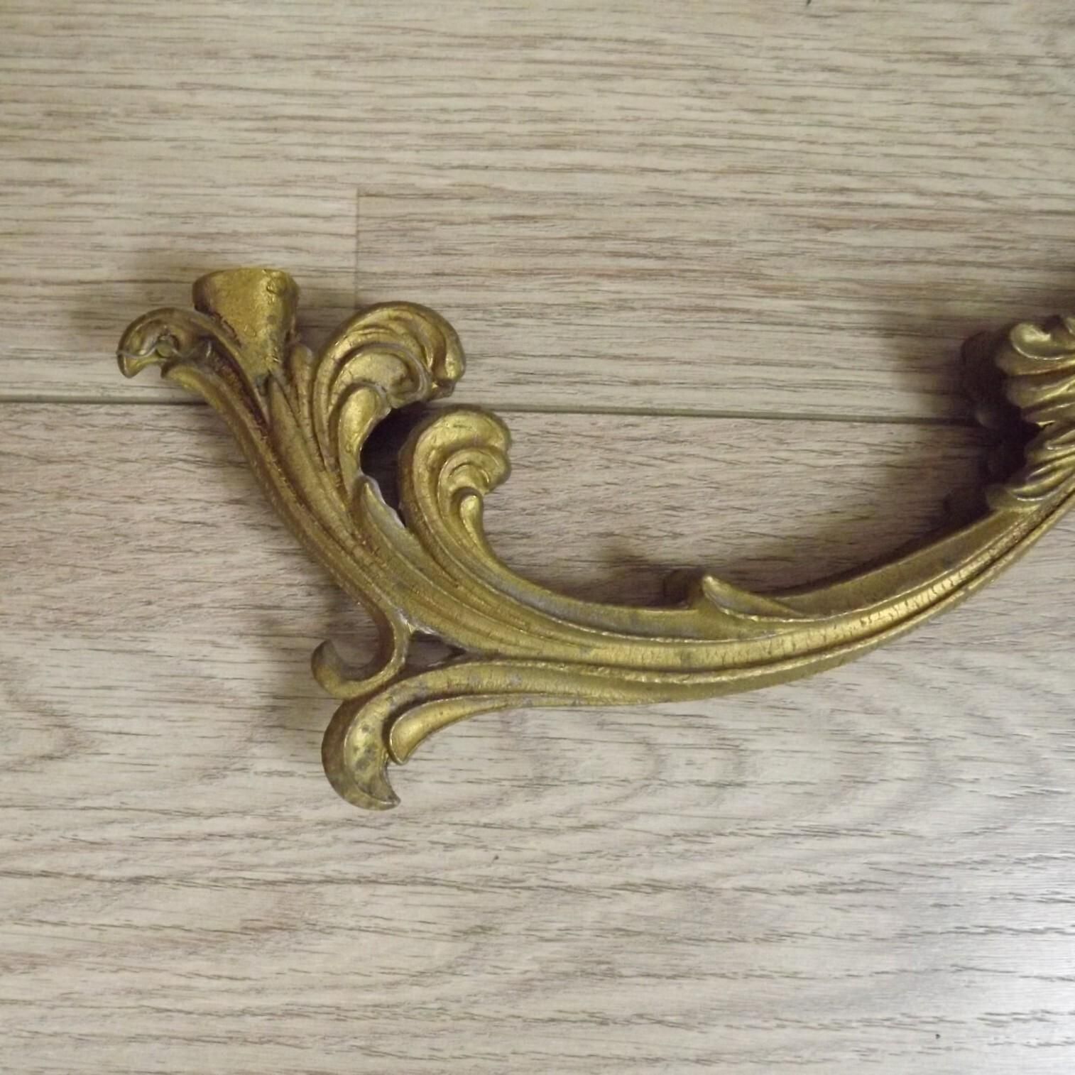Set Of 6 French Antique Bronze Chandelier Arms Scroll Design Acanthus Leaf   French Vintage Chandelier Replacement Parts. photo vinterior
