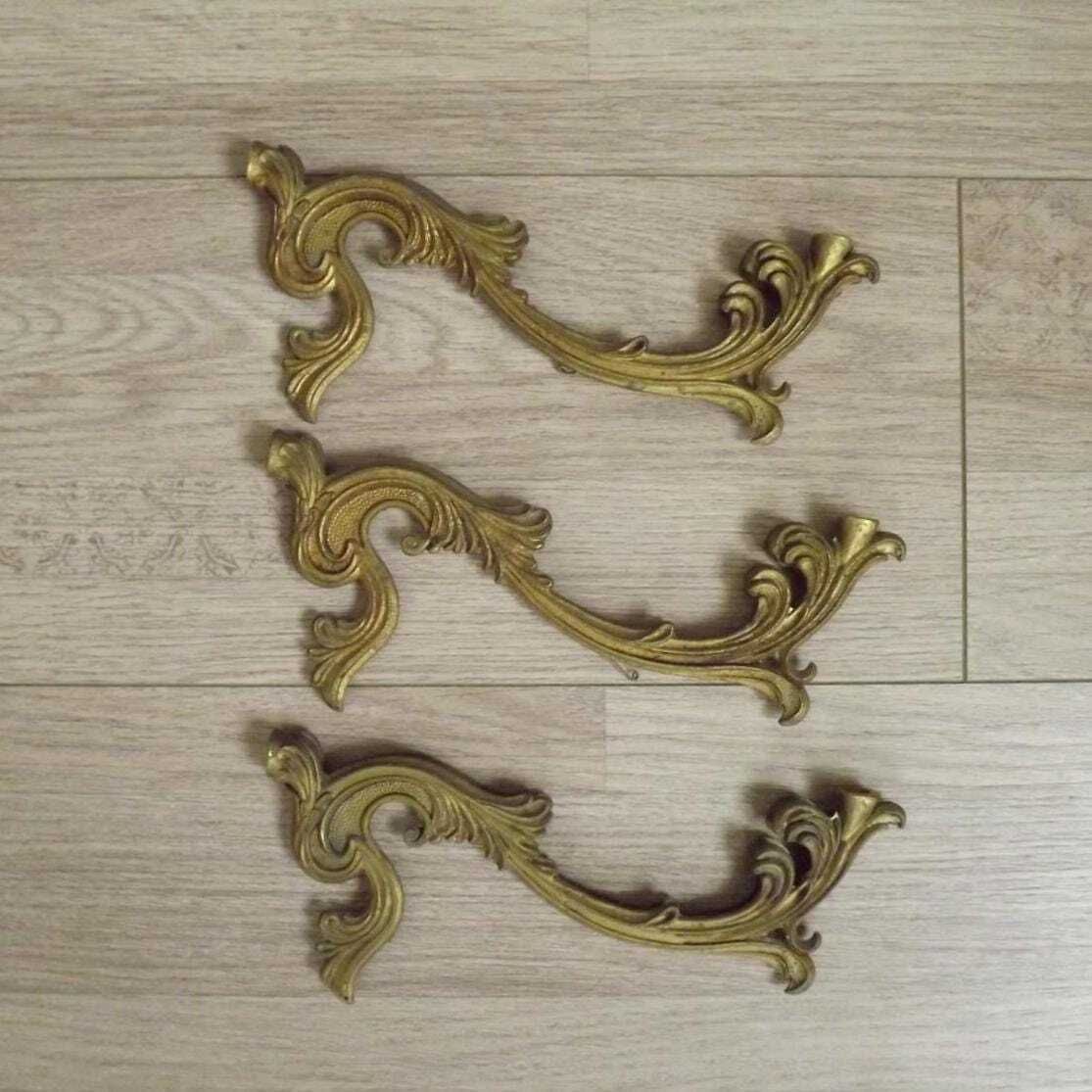 Set Of 6 French Antique Bronze Chandelier Arms Scroll Design Acanthus Leaf   French Vintage Chandelier Replacement Parts. photo vintage