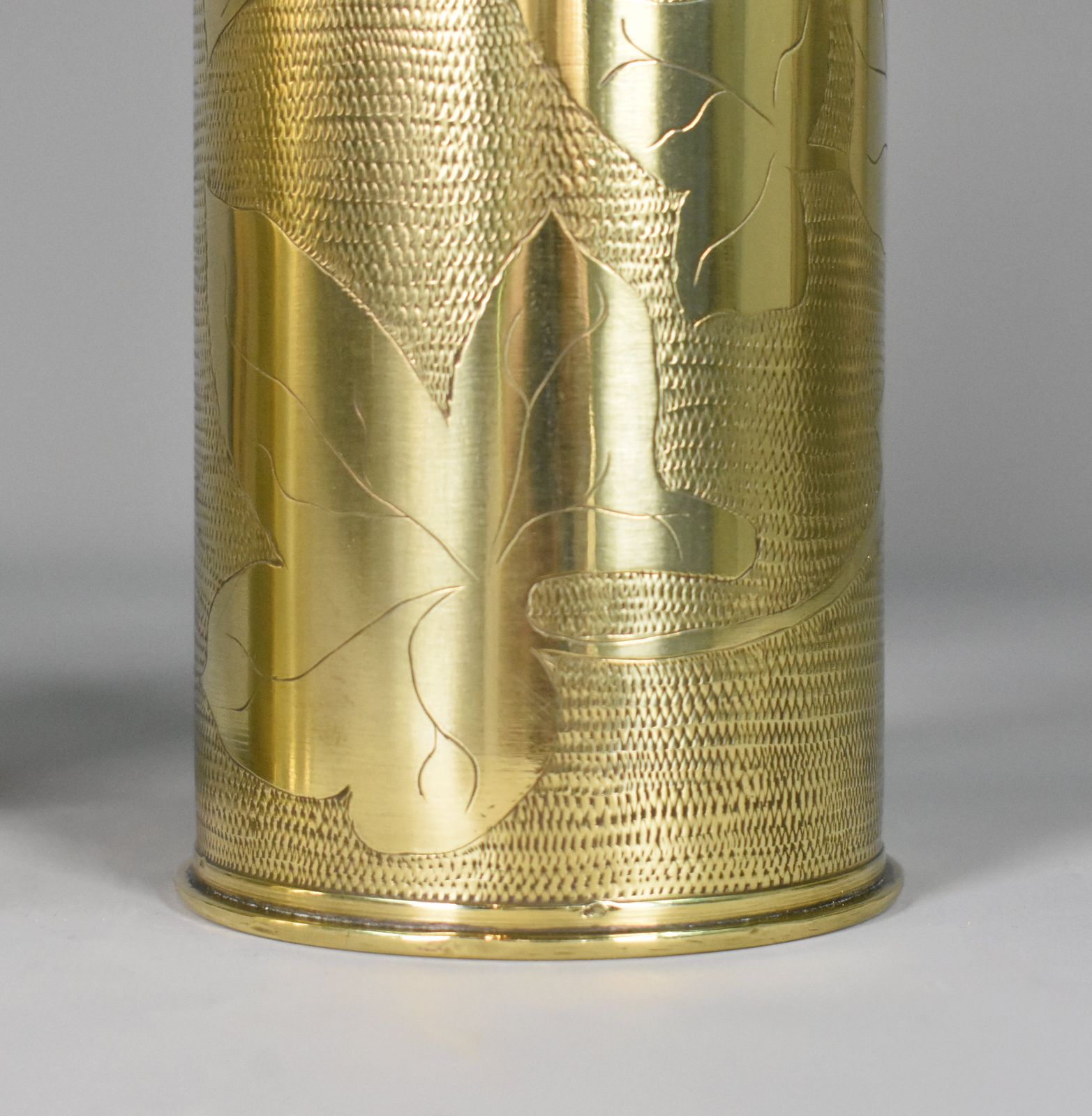 Pair Antique French Trench Art Brass Shell Vases Ww1 photo vintage