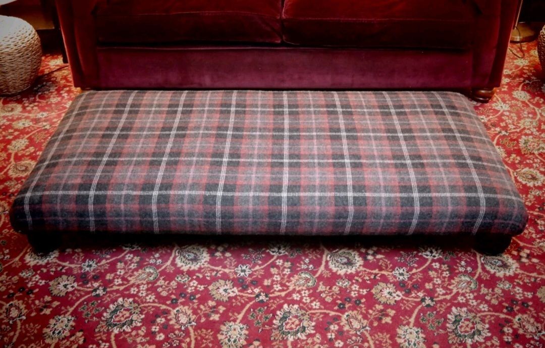 Stunning Tetrad Extra Large Harris Tweed Footstool Ottoman Macleod Check photo for sale