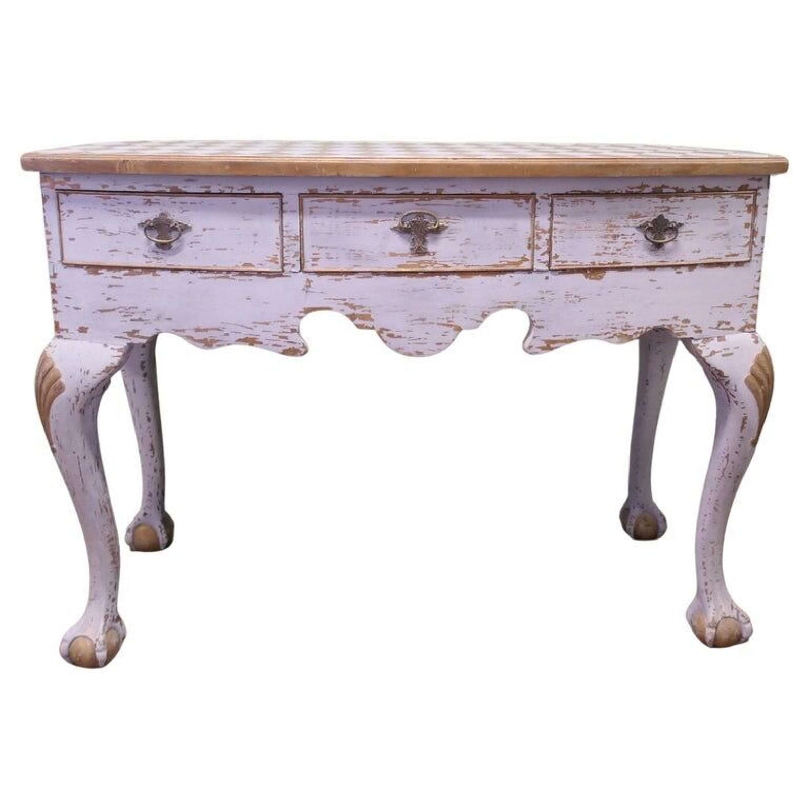 18th Century Baroque Bow Front Painted Console Side Table