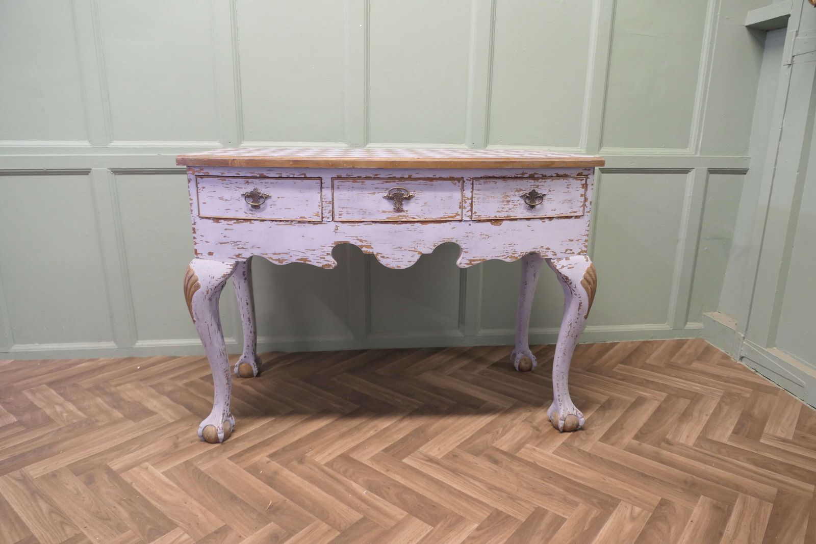 18th Century Baroque Bow Front Painted Console Side Table photo furniture